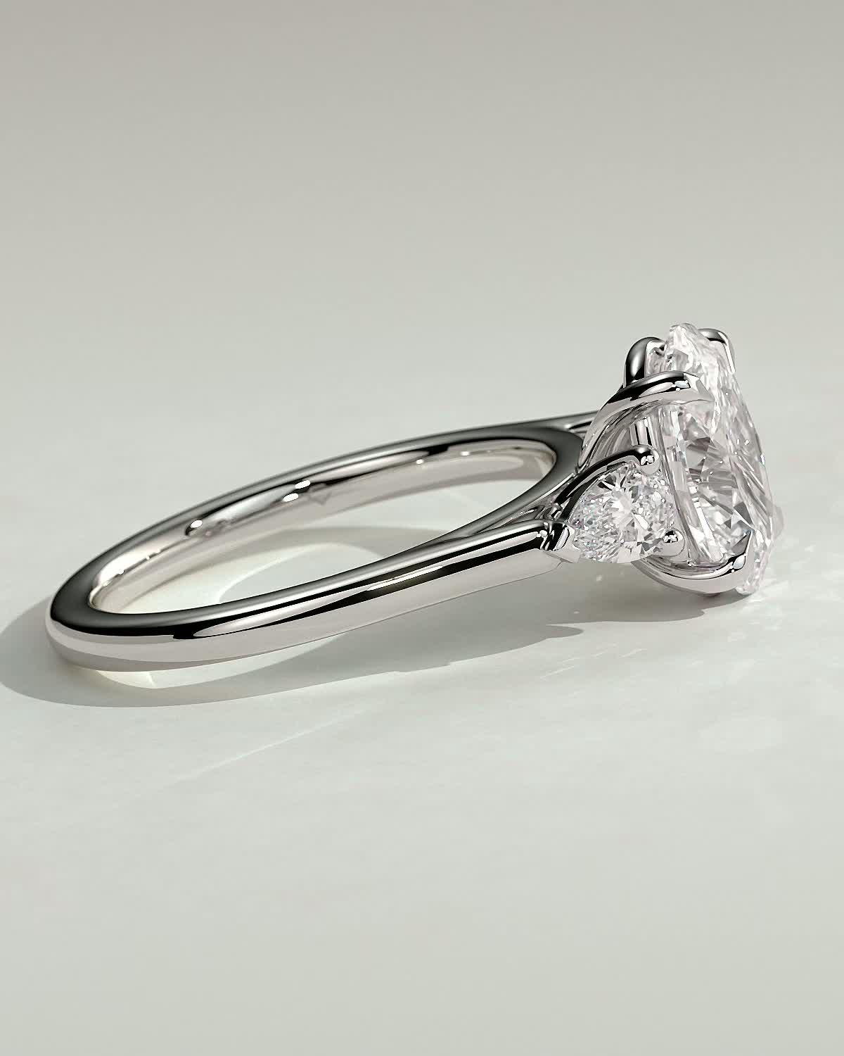 Alexia  Oval Trilogy Ring - 18k White Gold