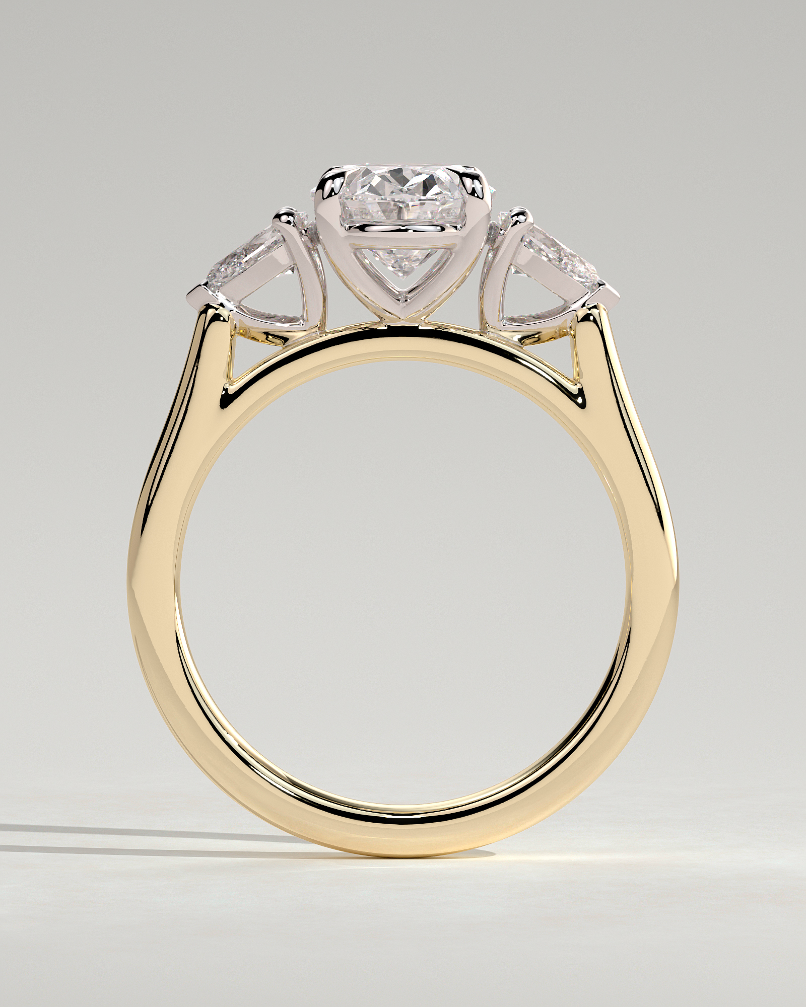 Alexia  Oval Trilogy Ring - 18k Yellow Gold / 18k White Gold