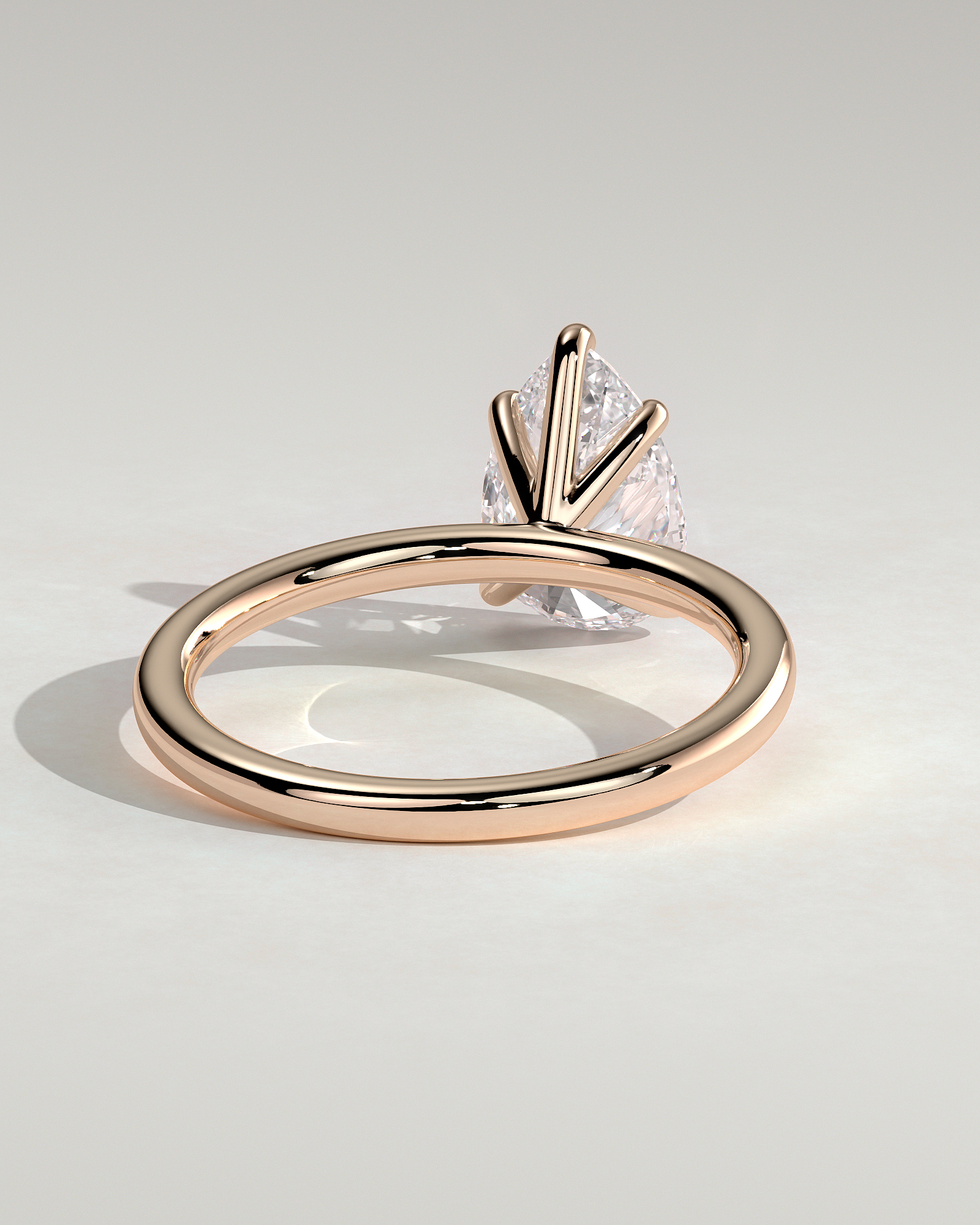 Alia - 5 Claw Pear Solitaire - 18k Rose Gold