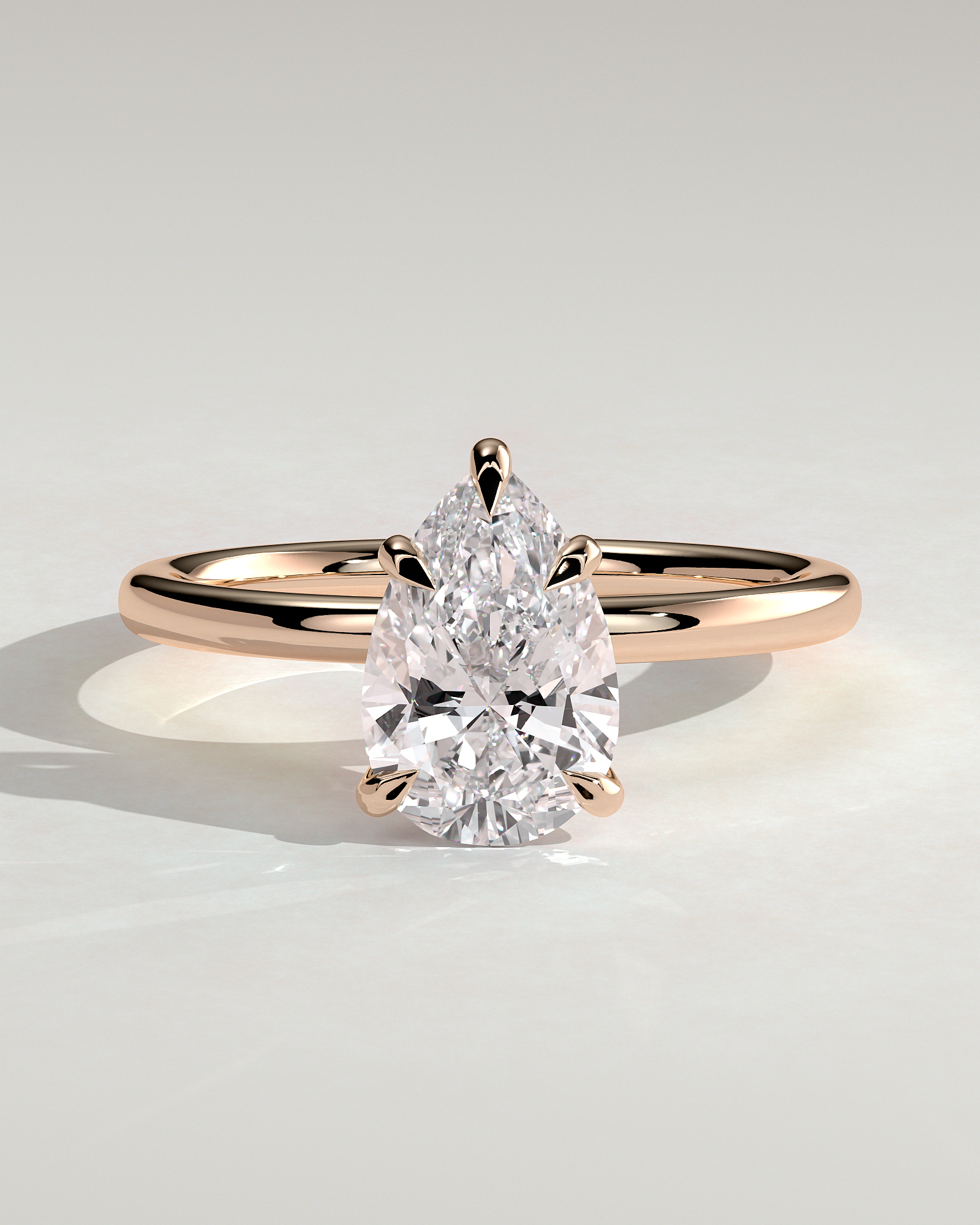 Alia - 5 Claw Pear Solitaire - 18k Rose Gold