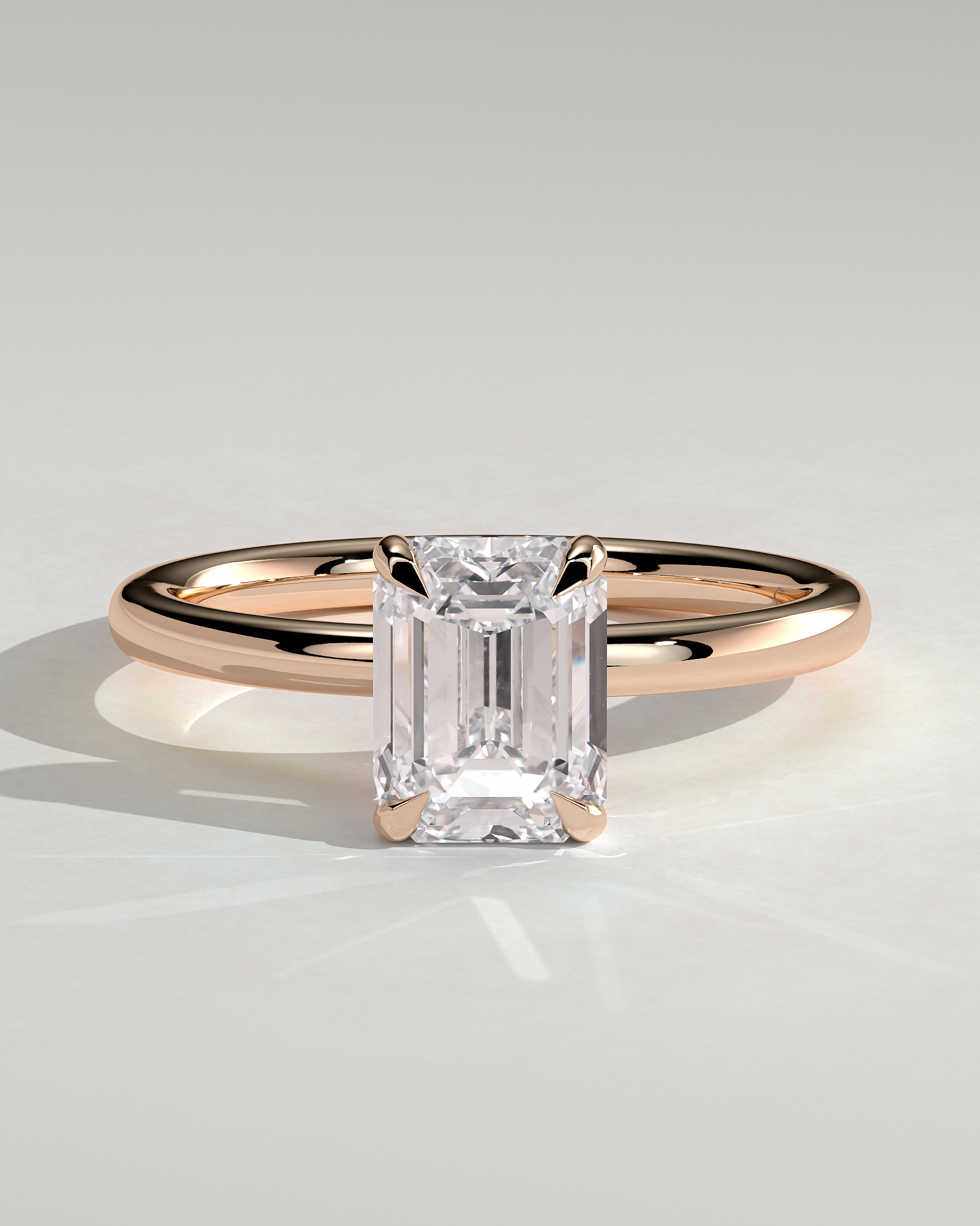 Alice  Emerald Solitaire - 18k Rose Gold