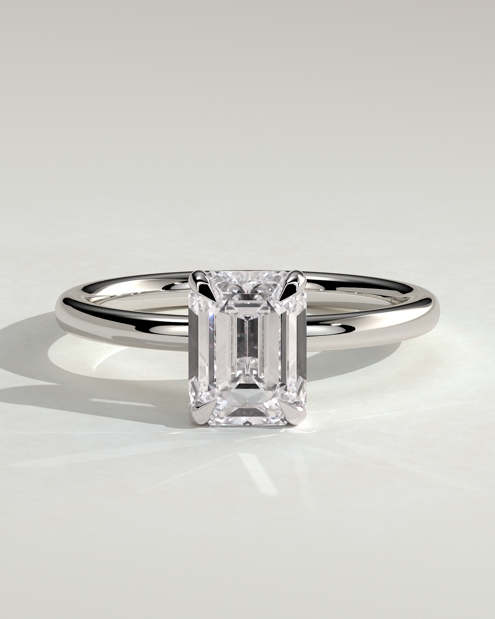 Alice  Emerald Solitaire - 18k White Gold
