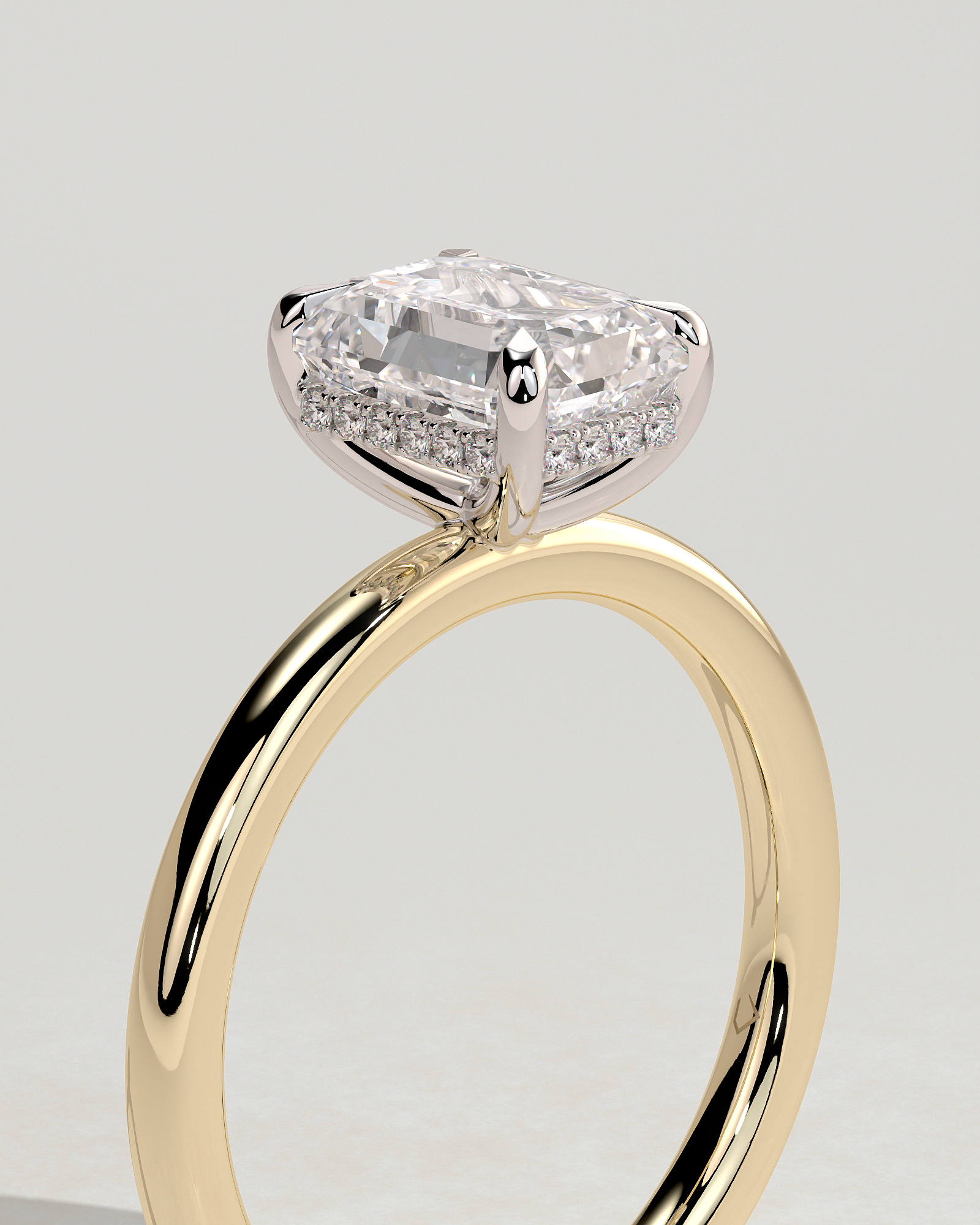 Alice  Emerald Solitaire - 18k Yellow Gold / 18k White Gold
