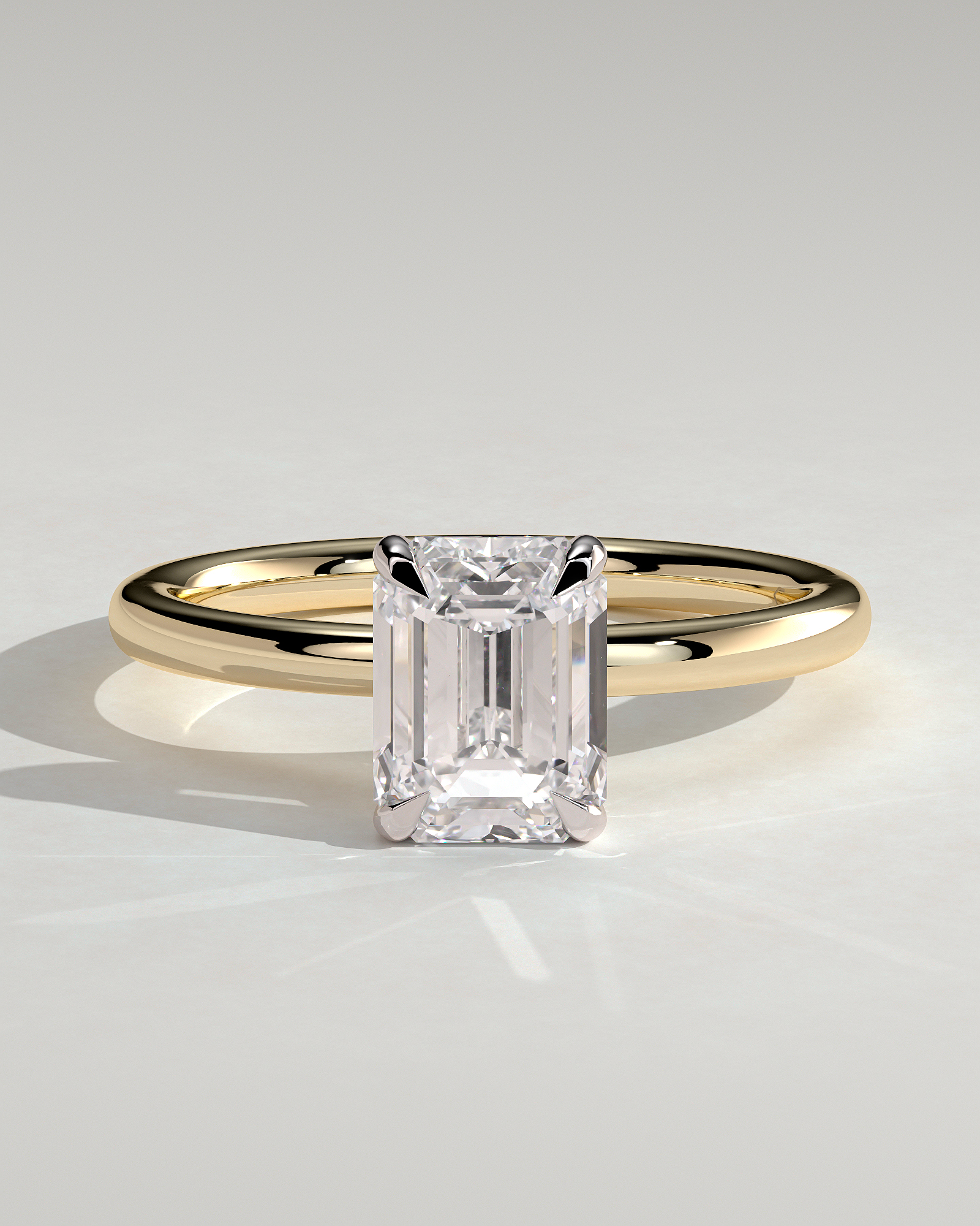 Alice  Emerald Solitaire - 18k Yellow Gold / 18k White Gold