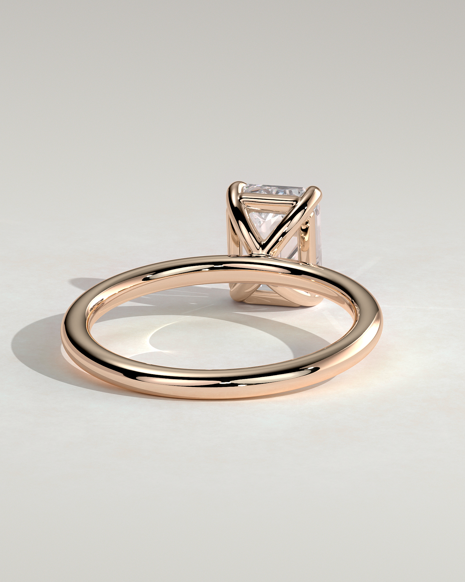 Alina - 4 Claw Emerald Solitaire - 18k Rose Gold High Setting