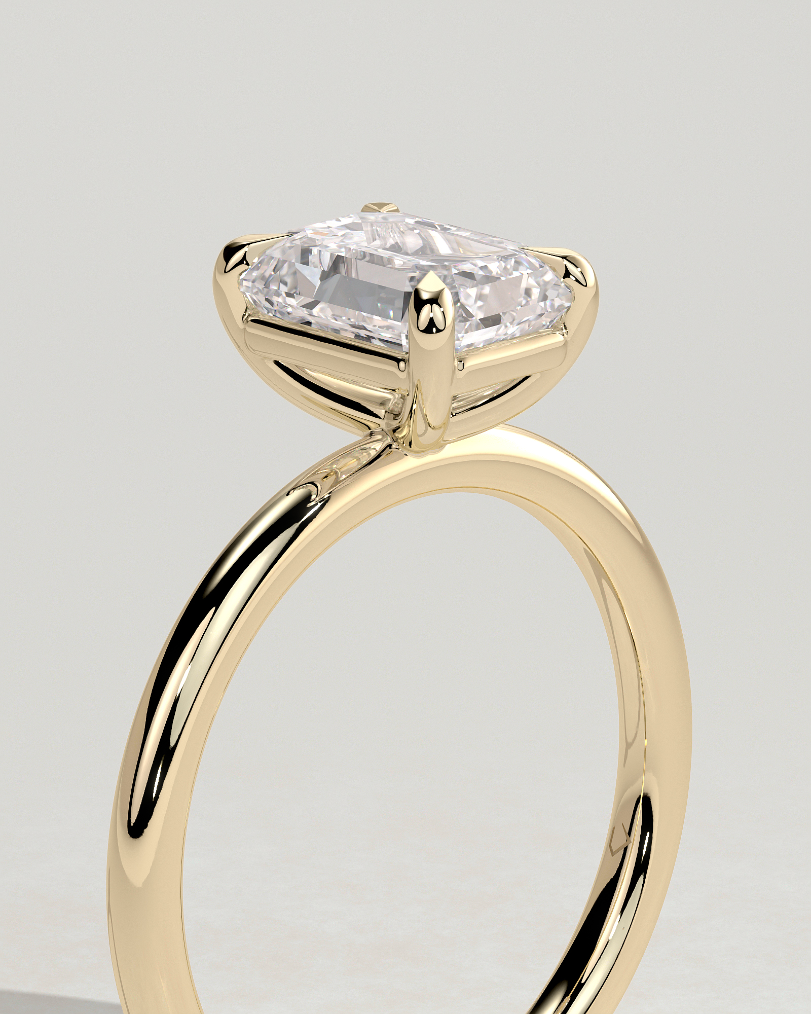 Alina - 4 Claw Emerald Solitaire - 18k Yellow Gold High Setting