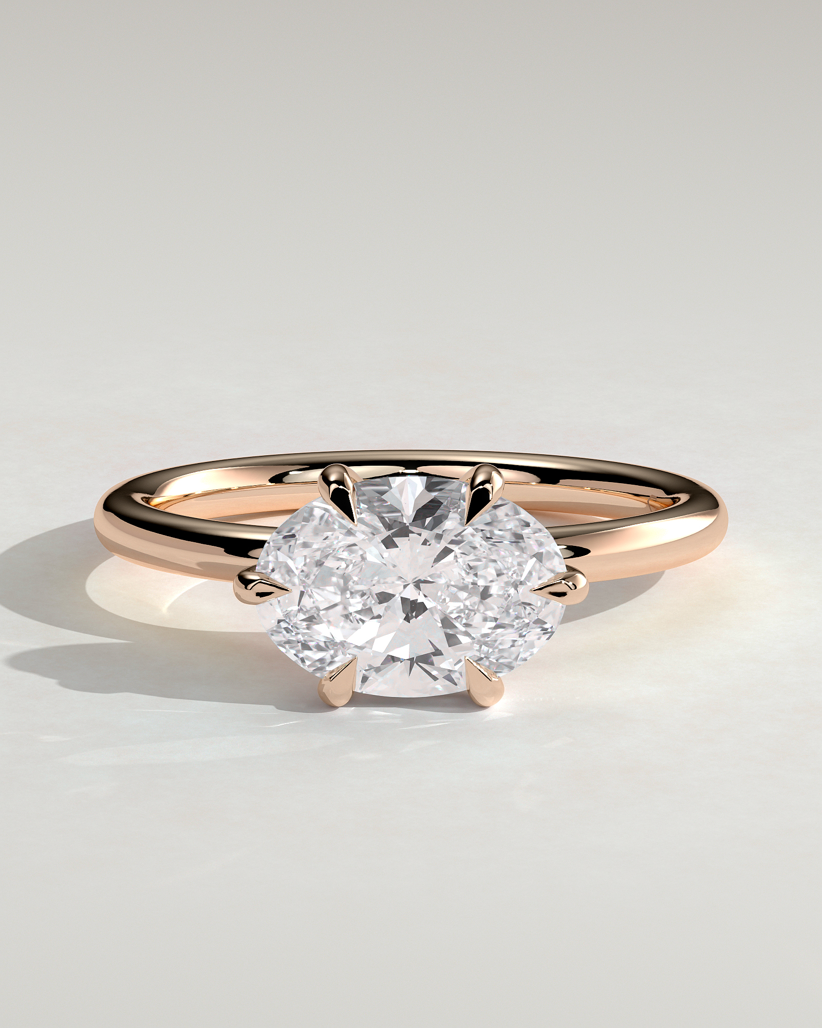 Allison - Oval East-West Solitaire - 18k Rose Gold