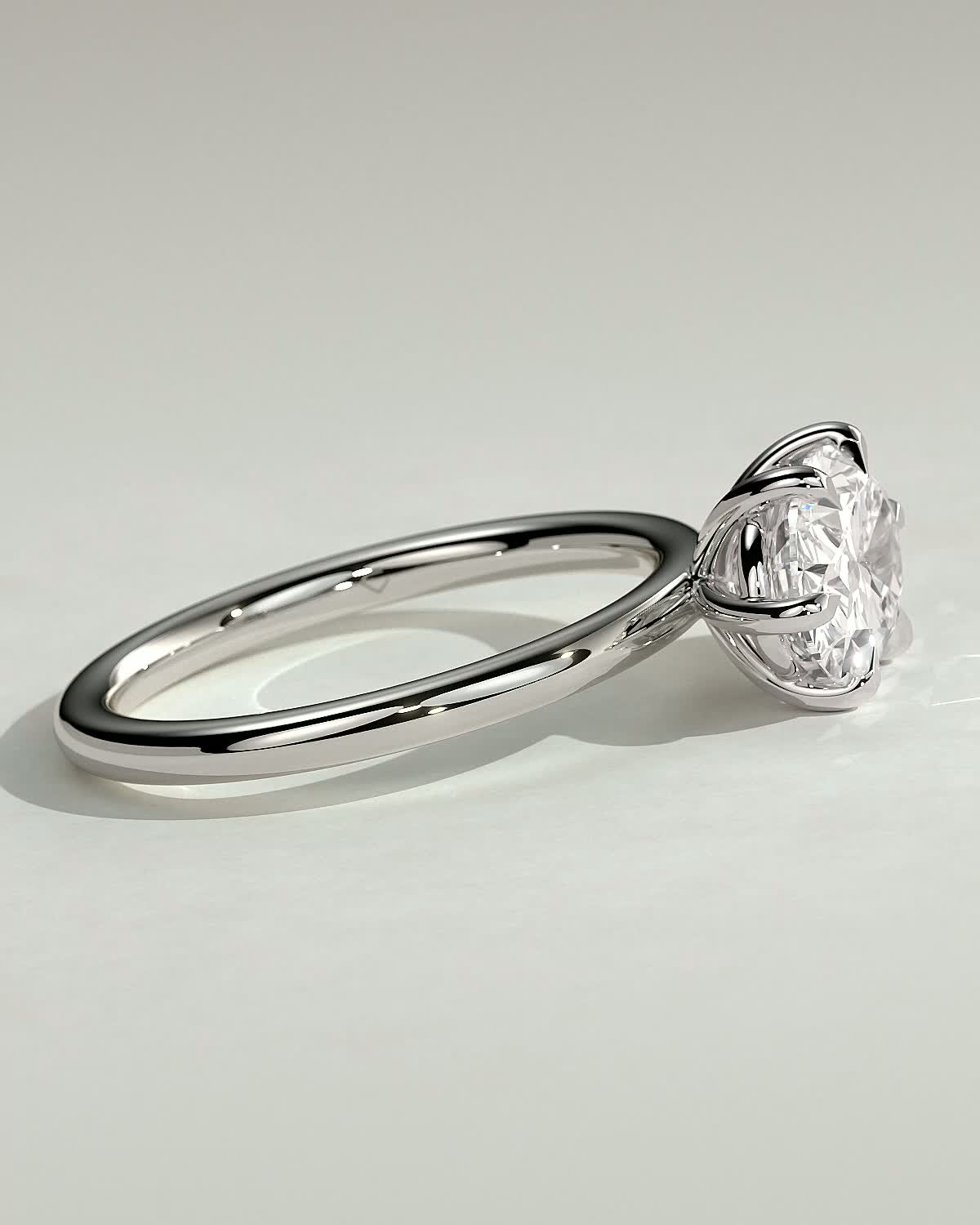 Allison - Oval East-West Solitaire - 18k White Gold