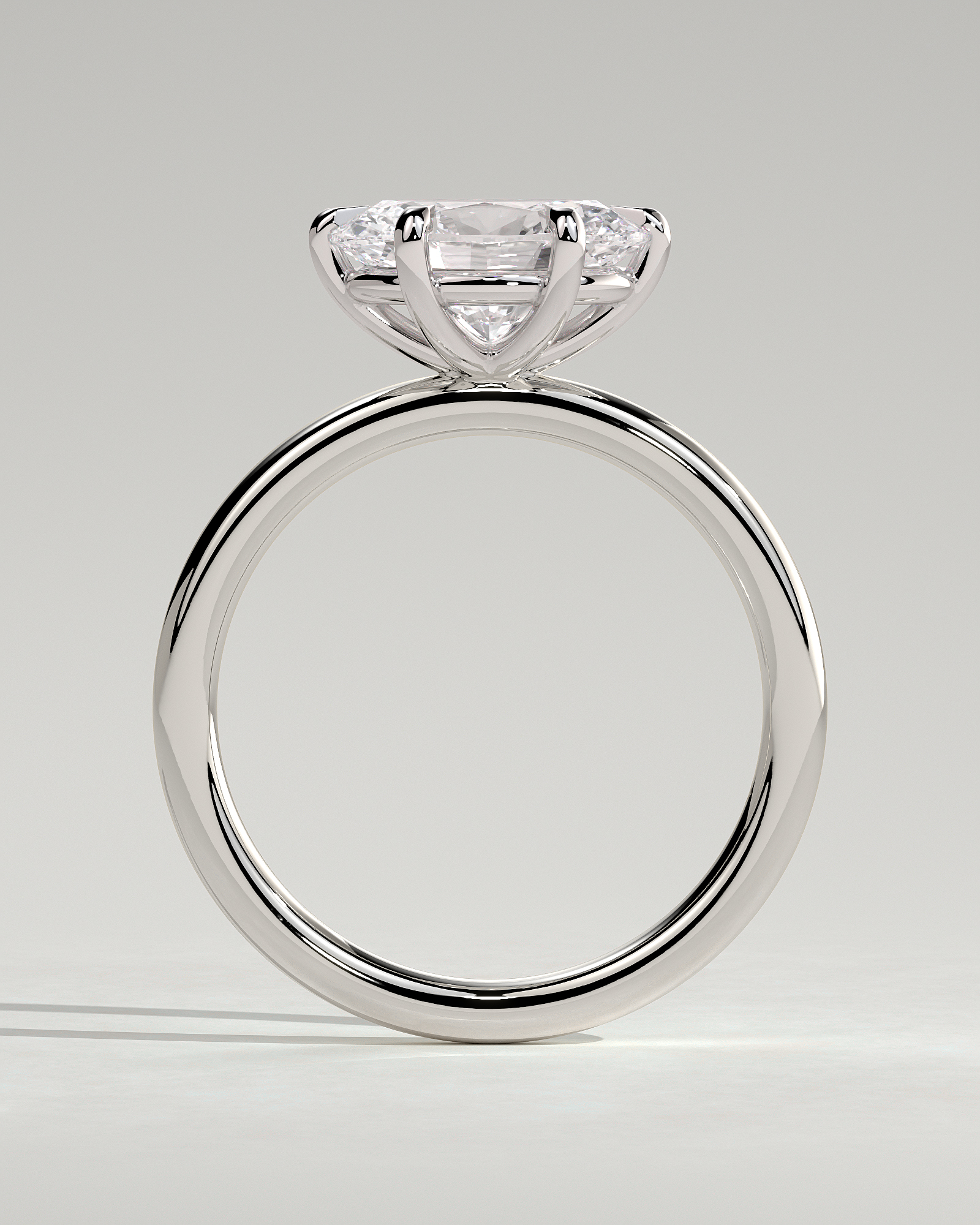 Allison - Oval East-West Solitaire - 18k White Gold