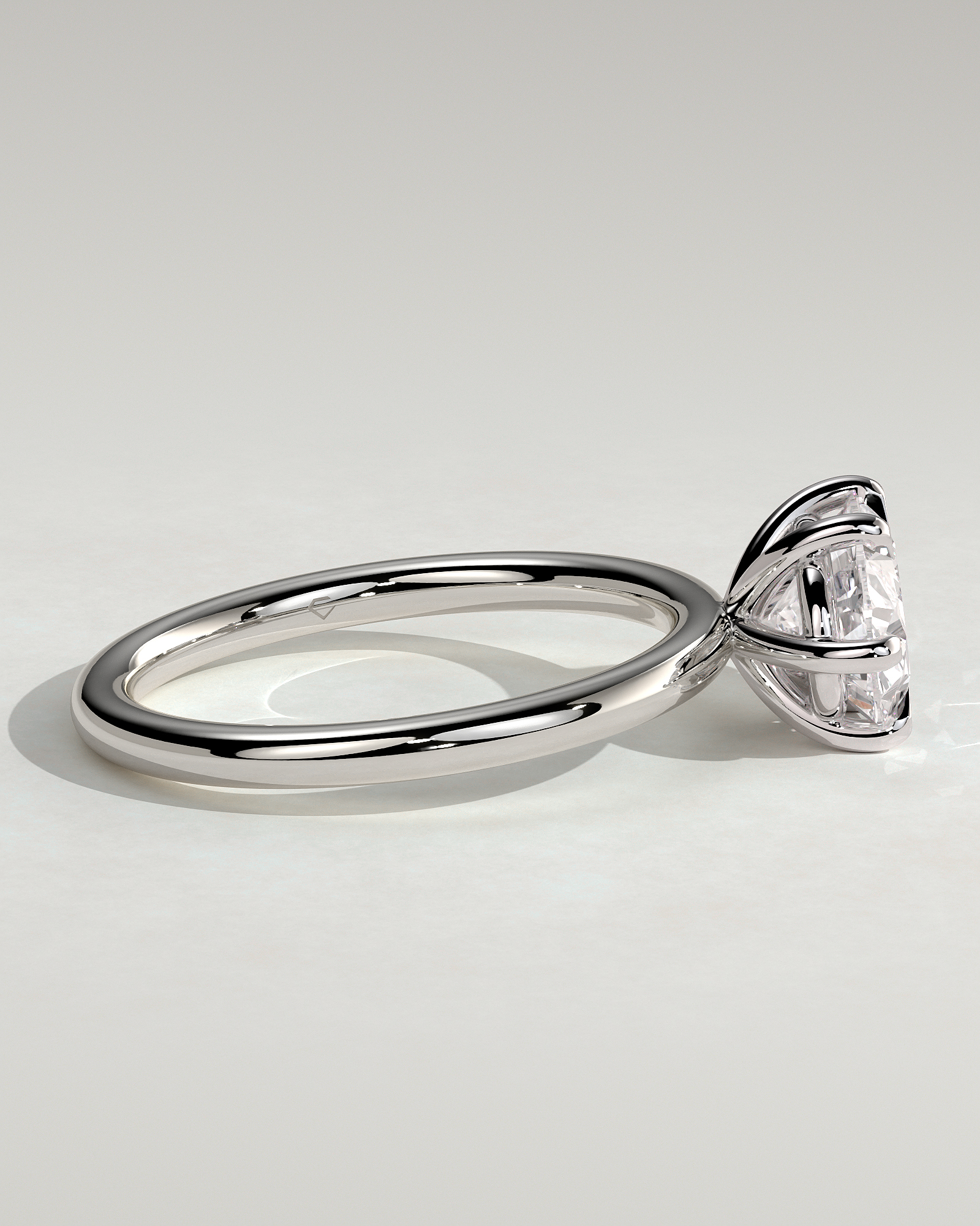 Allison - Oval East-West Solitaire - 18k White Gold