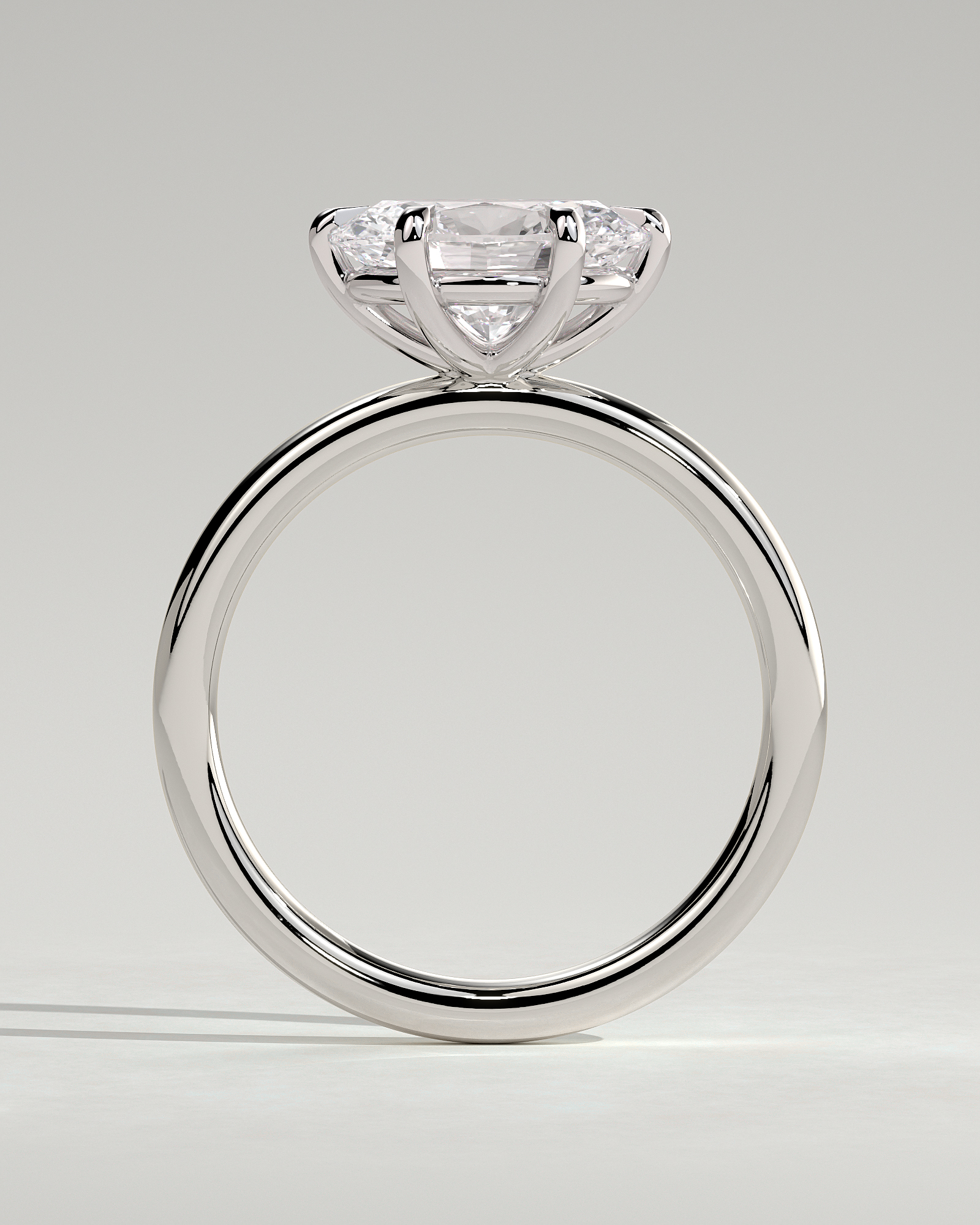 Allison - Oval East-West Solitaire - 18k White Gold