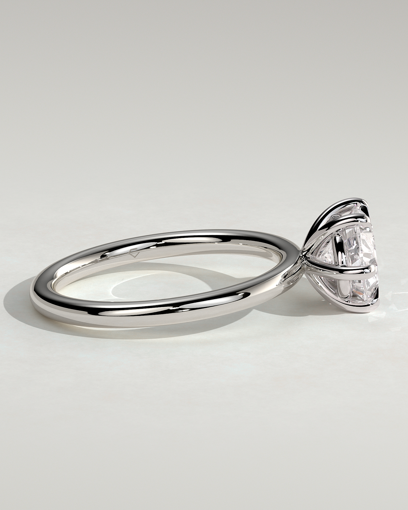 Allison - Oval East-West Solitaire - 18k White Gold