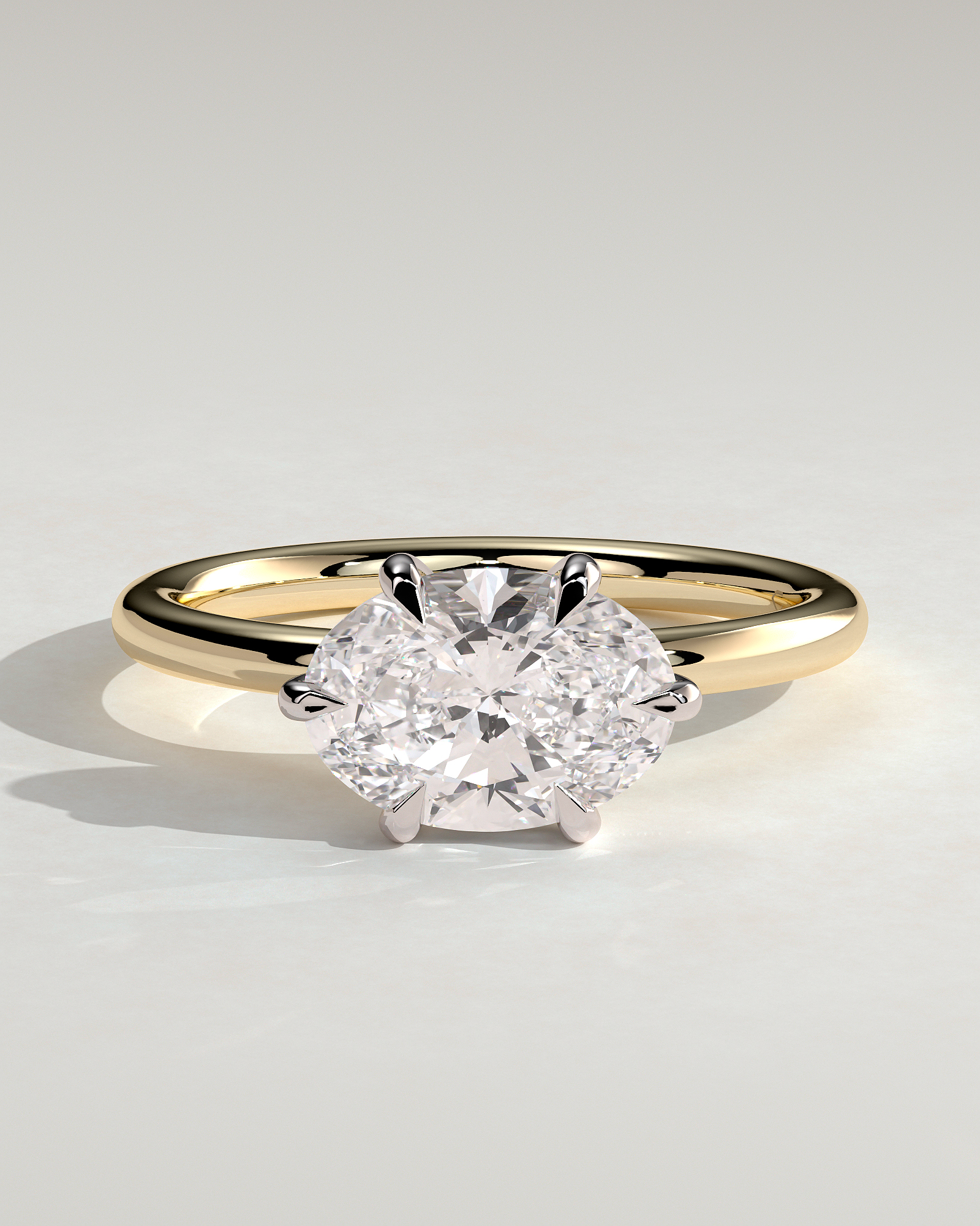 Allison - Oval East-West Solitaire - 18k Yellow Gold / 18k White Gold
