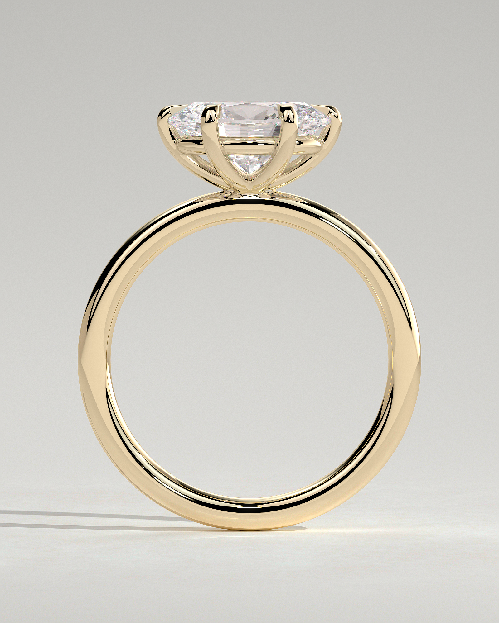 Allison - Oval East-West Solitaire - 18k Yellow Gold