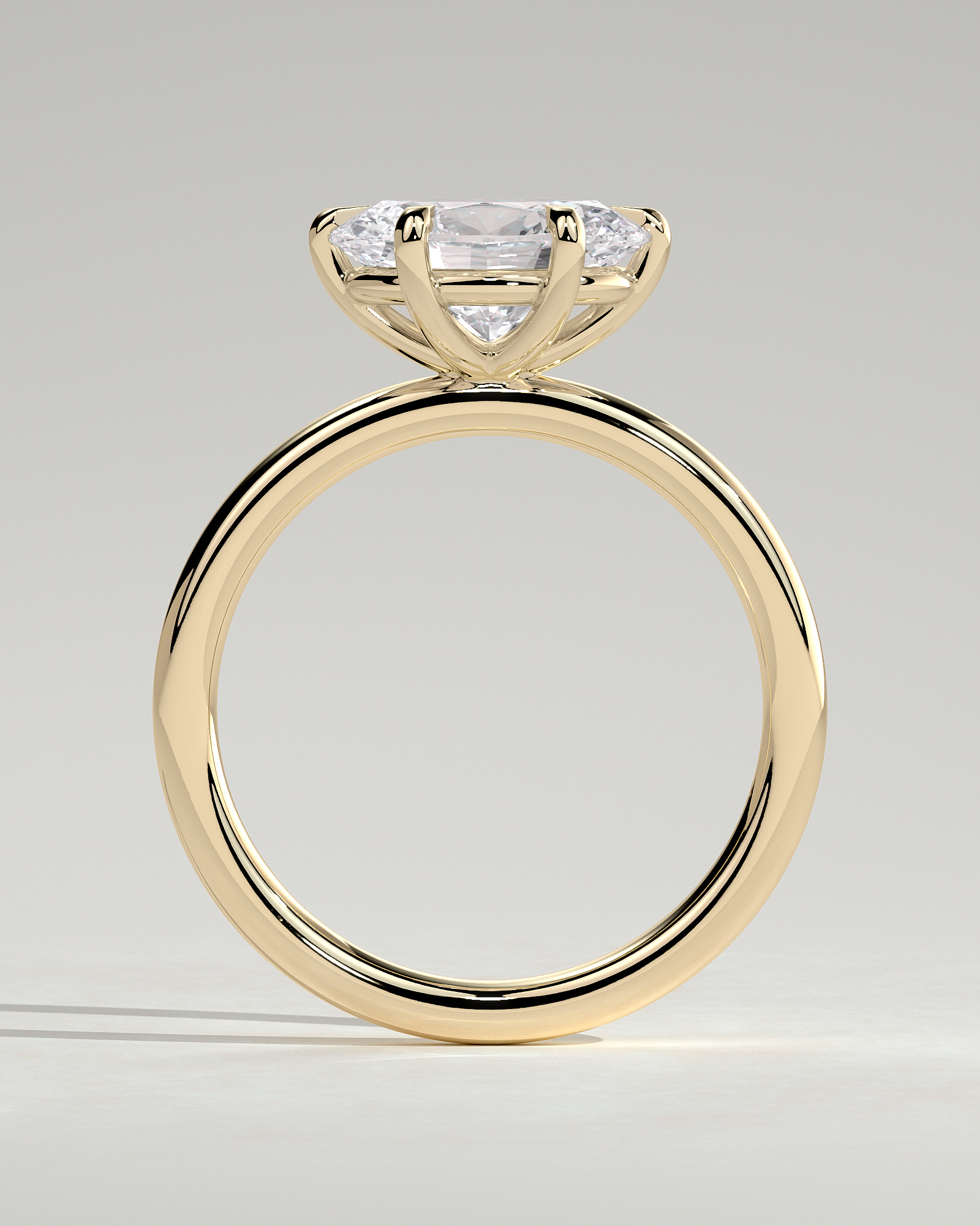 Allison - Oval East-West Solitaire - 18k Yellow Gold