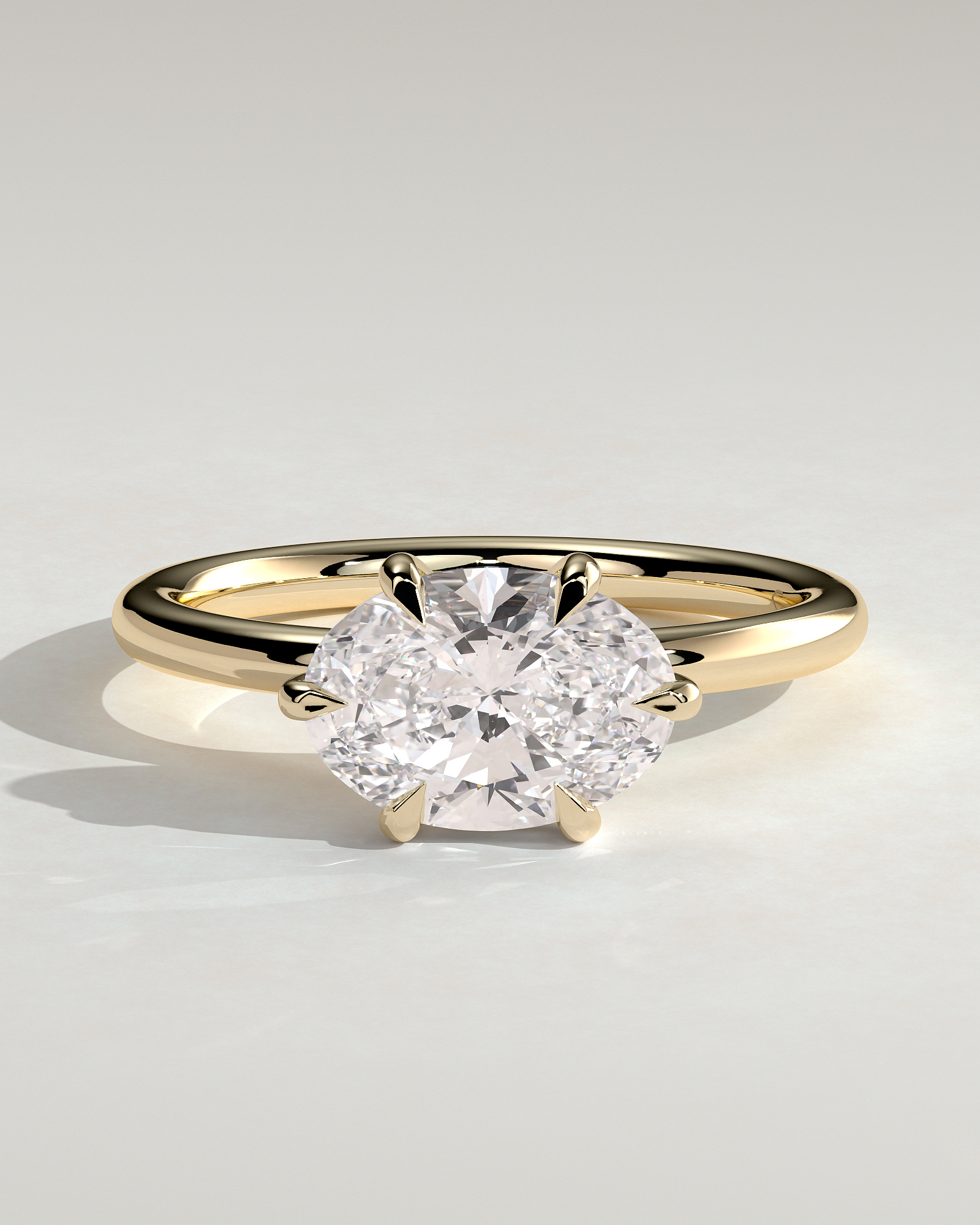 Allison - Oval East-West Solitaire - 18k Yellow Gold