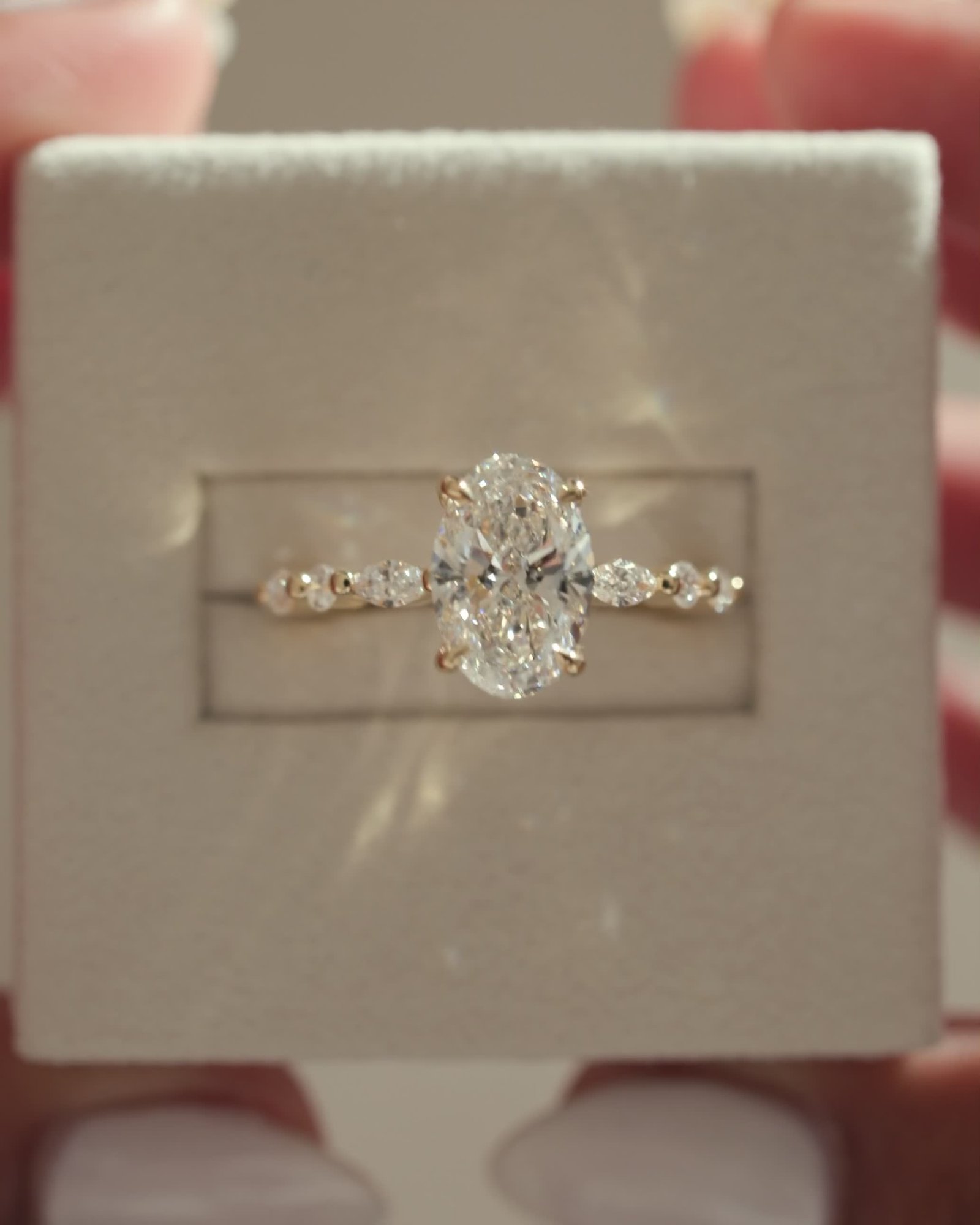 Alyssa  Oval Solitaire with Accent Stones Lifestyle Image