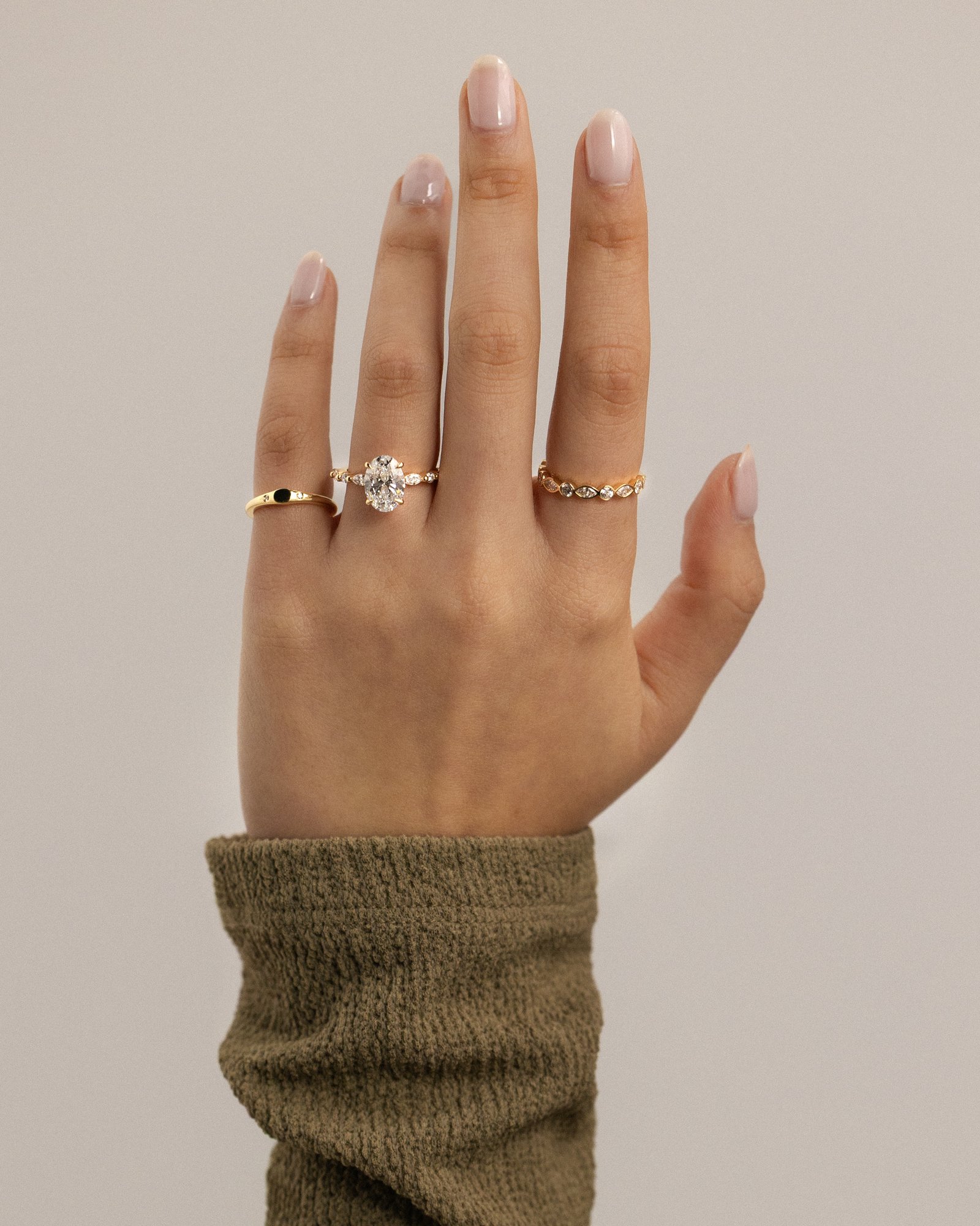 Alyssa  Oval Solitaire with Accent Stones Lifestyle Image