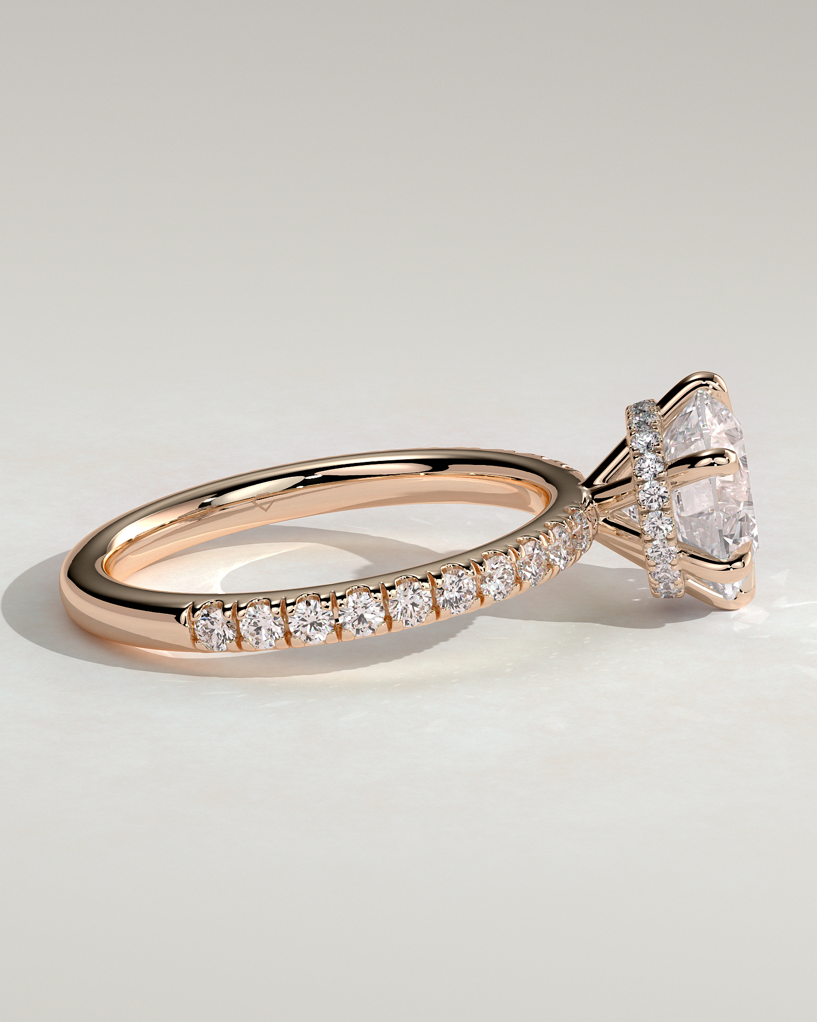 Amanda - 6 Claw Pav Round Solitaire with Hidden Halo - 18k Rose Gold