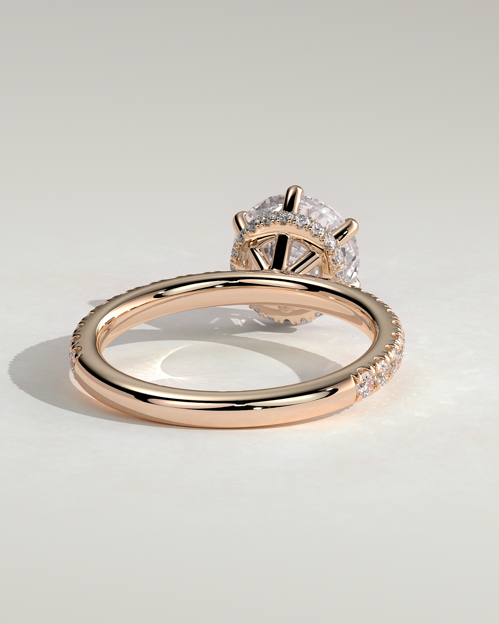 Amanda - 6 Claw Pav Round Solitaire with Hidden Halo - 18k Rose Gold
