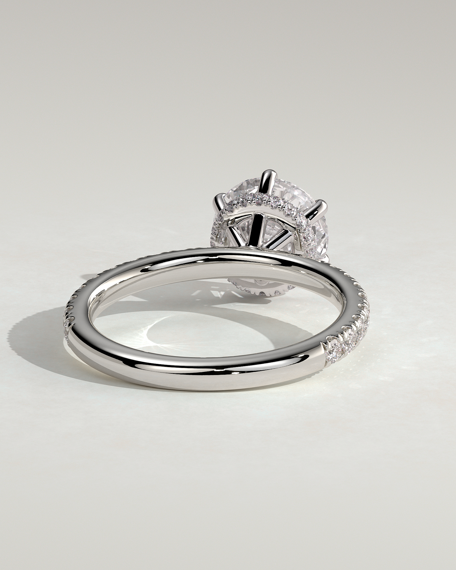 Amanda - 6 Claw Pav Round Solitaire with Hidden Halo - 18k White Gold