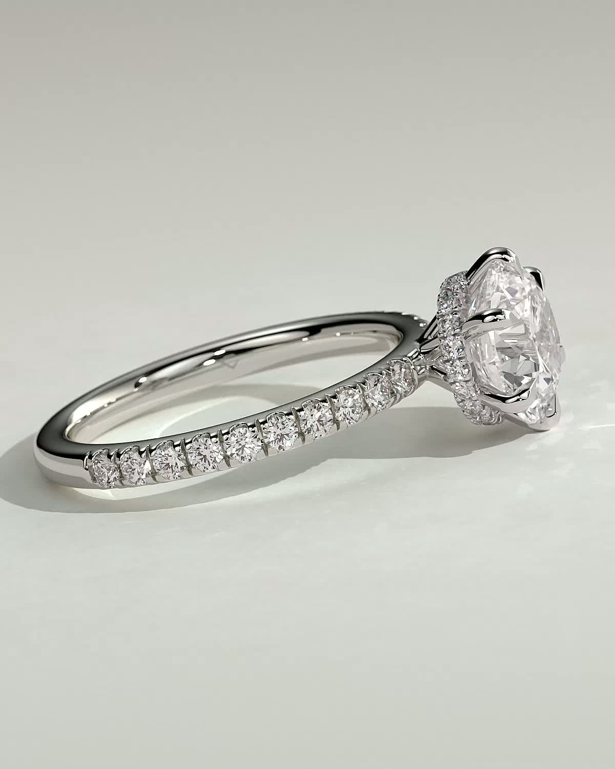 Amanda - 6 Claw Pav Round Solitaire with Hidden Halo - 18k White Gold