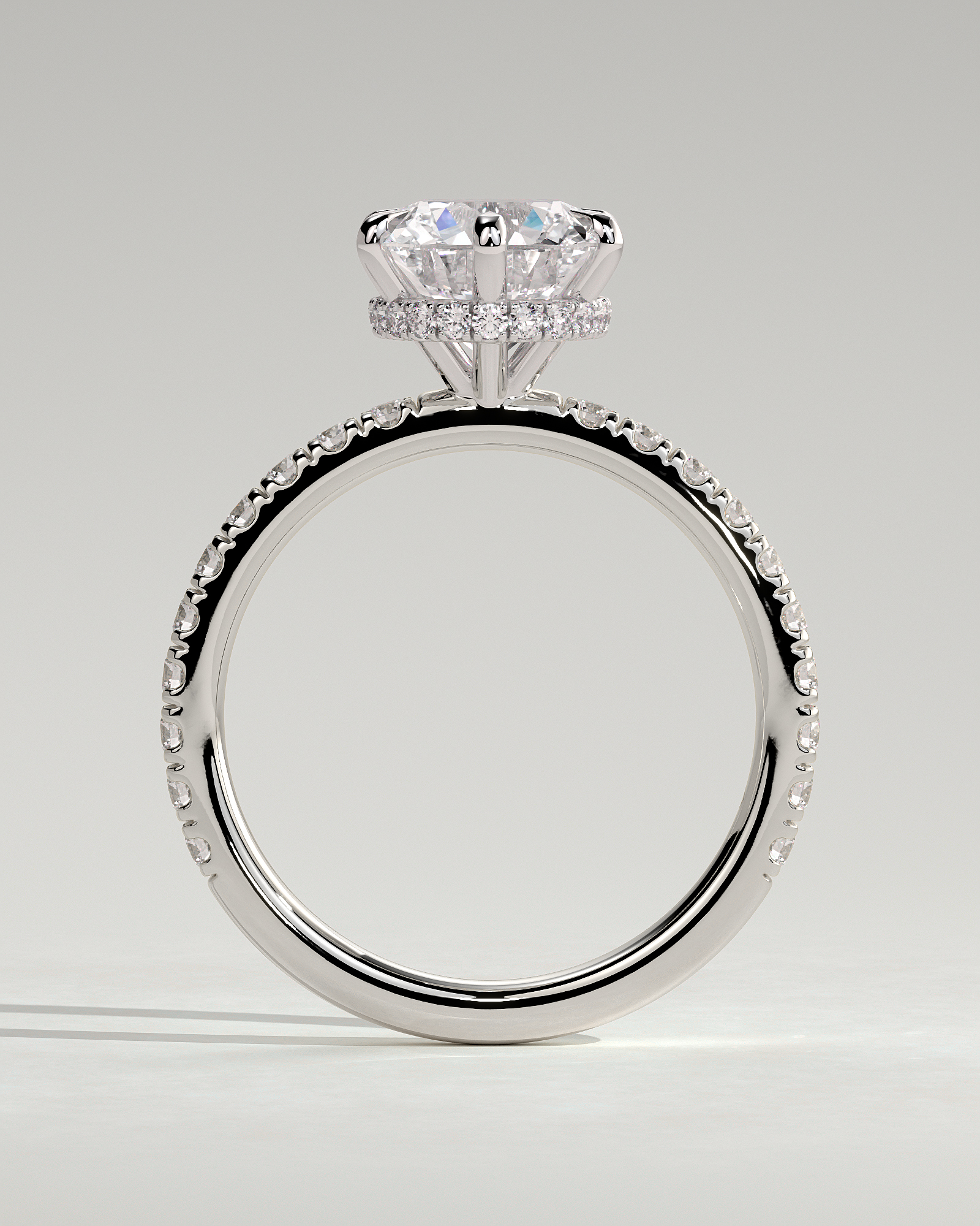 Amanda - 6 Claw Pav Round Solitaire with Hidden Halo - 18k White Gold