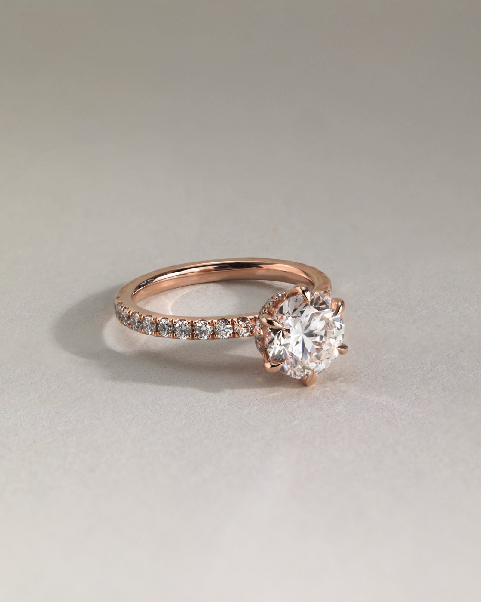 Amanda - 6 Claw Pav Round Solitaire with Hidden Halo Lifestyle Image