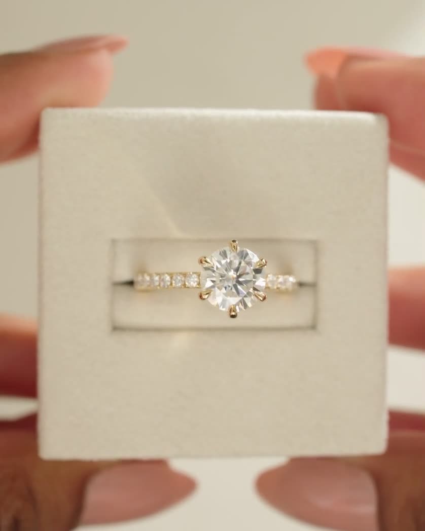 Amanda - 6 Claw Pav Round Solitaire with Hidden Halo Lifestyle Image