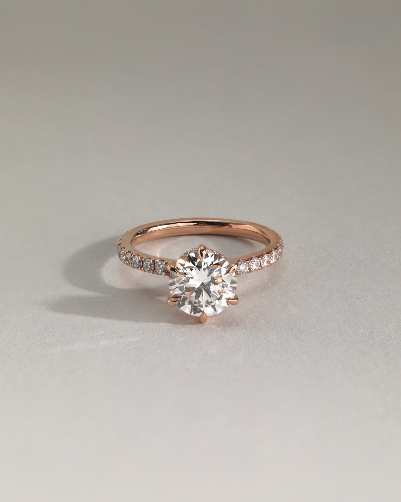 Amanda - 6 Claw Pav Round Solitaire with Hidden Halo Lifestyle Image