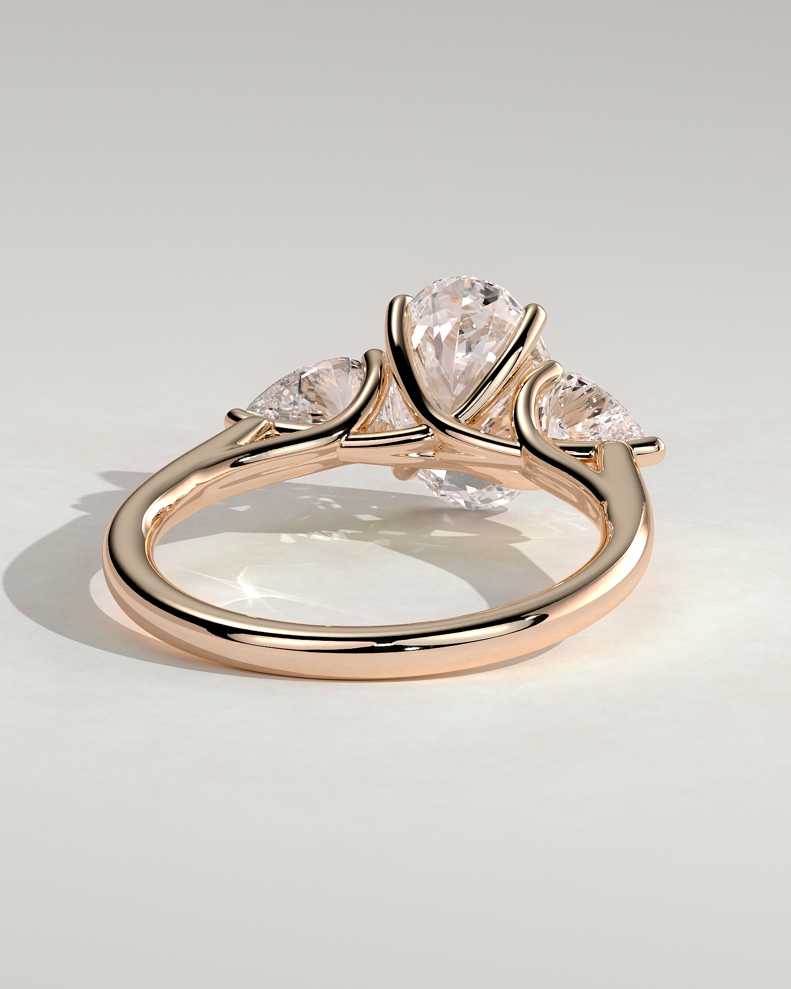 Amara - Trellis Set Oval Trilogy - 18k Rose Gold