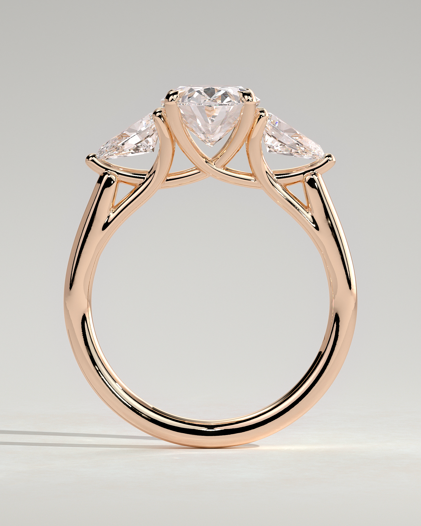 Amara - Trellis Set Oval Trilogy - 18k Rose Gold