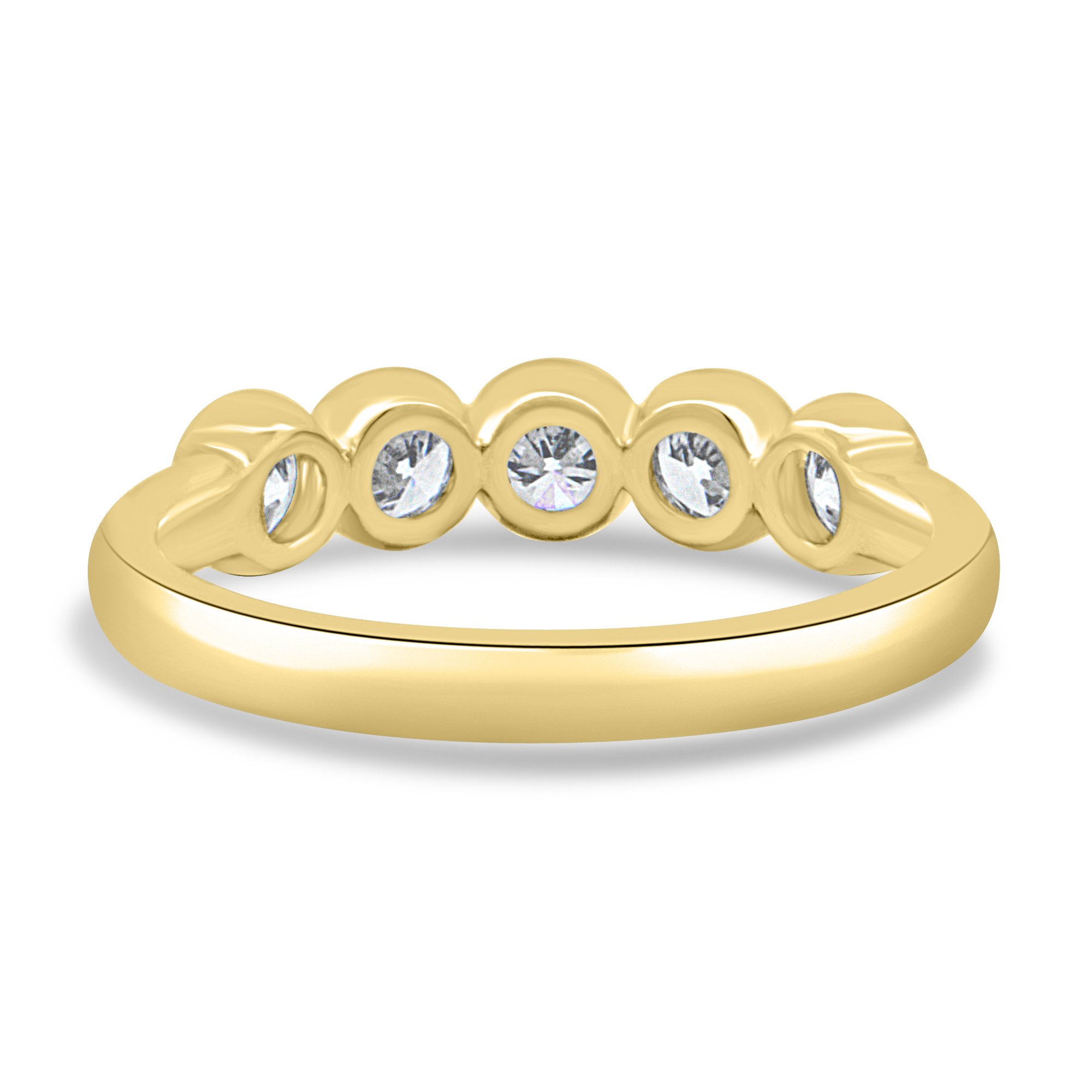 Amber - Bezel Set Round Wedding Ring - 5 stones 18k Yellow Gold