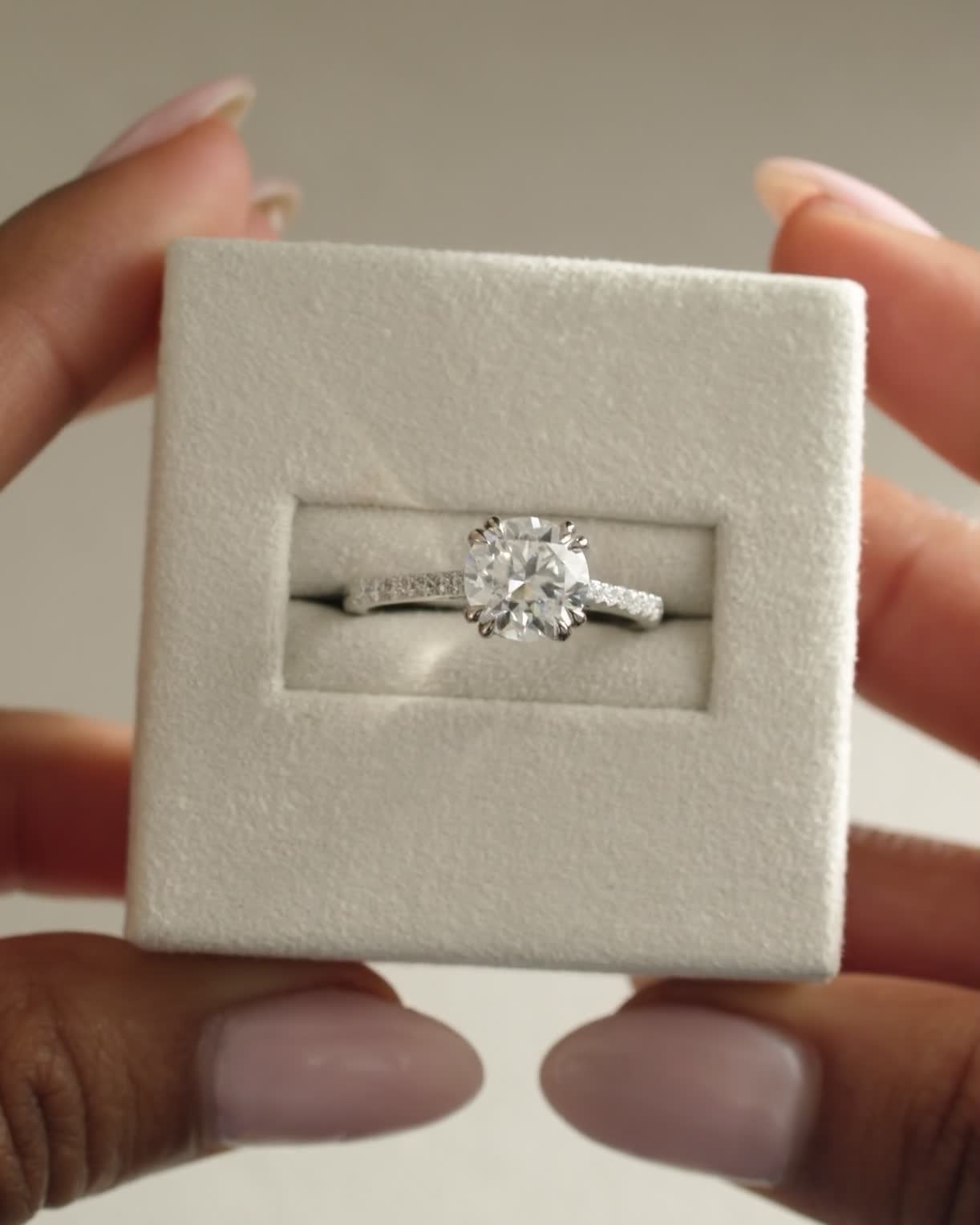 Amelia  Cathedral Pav Round Solitaire with Hidden Halo Lifestyle Image