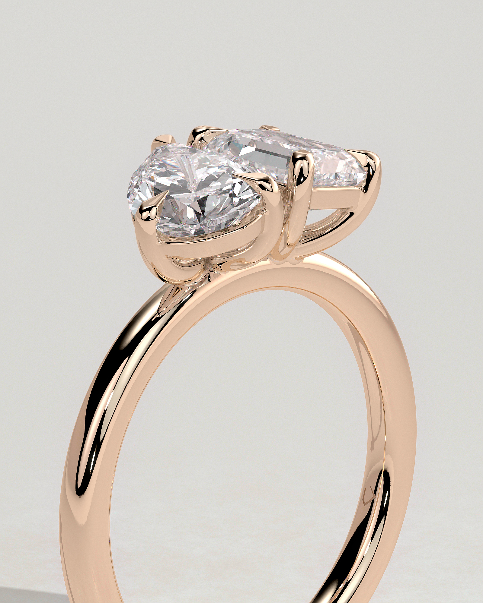 Amor - Pear and Emerald Toi Et Moi - 18k Rose Gold