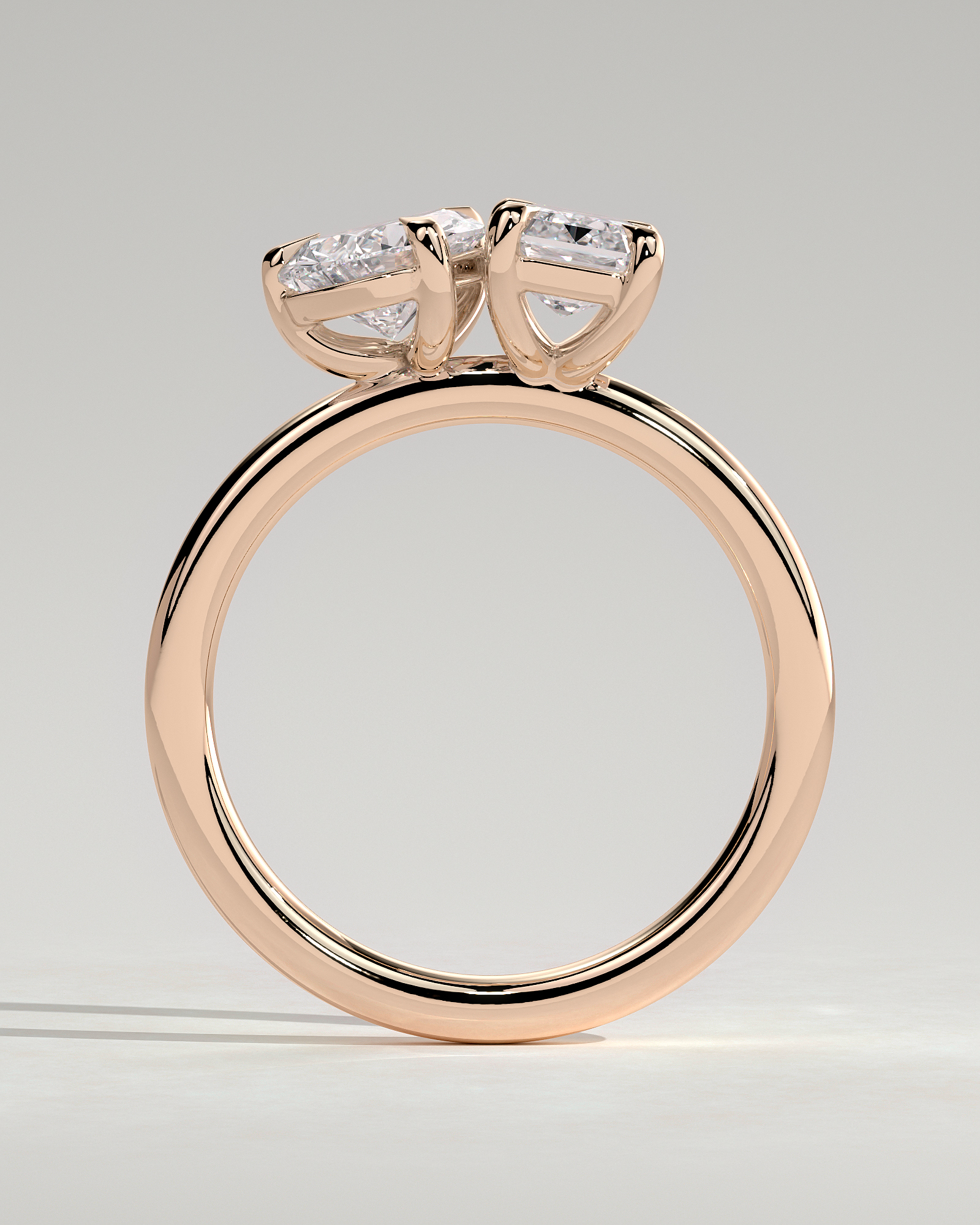 Amor - Pear and Emerald Toi Et Moi - 18k Rose Gold