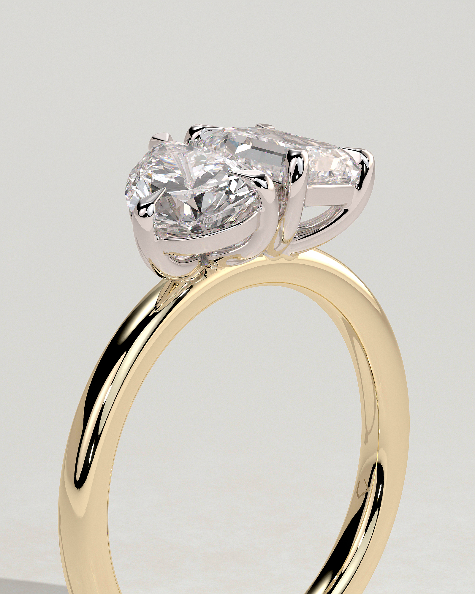 Amor - Pear and Emerald Toi Et Moi - 18k Yellow Gold / 18k White Gold