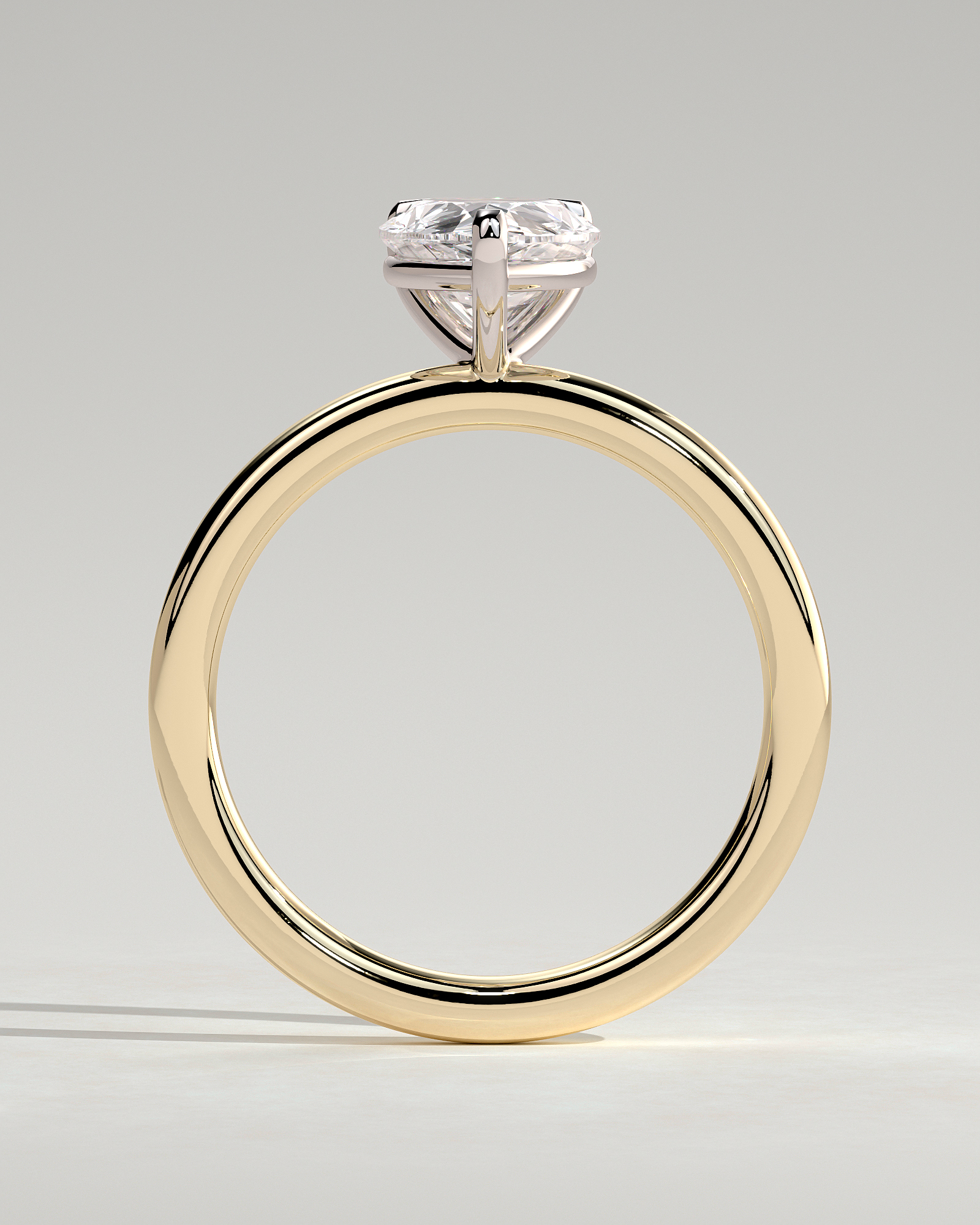 Amy  3 Claw Pear Solitaire - 18k Yellow Gold / 18k White Gold Eagle Claw