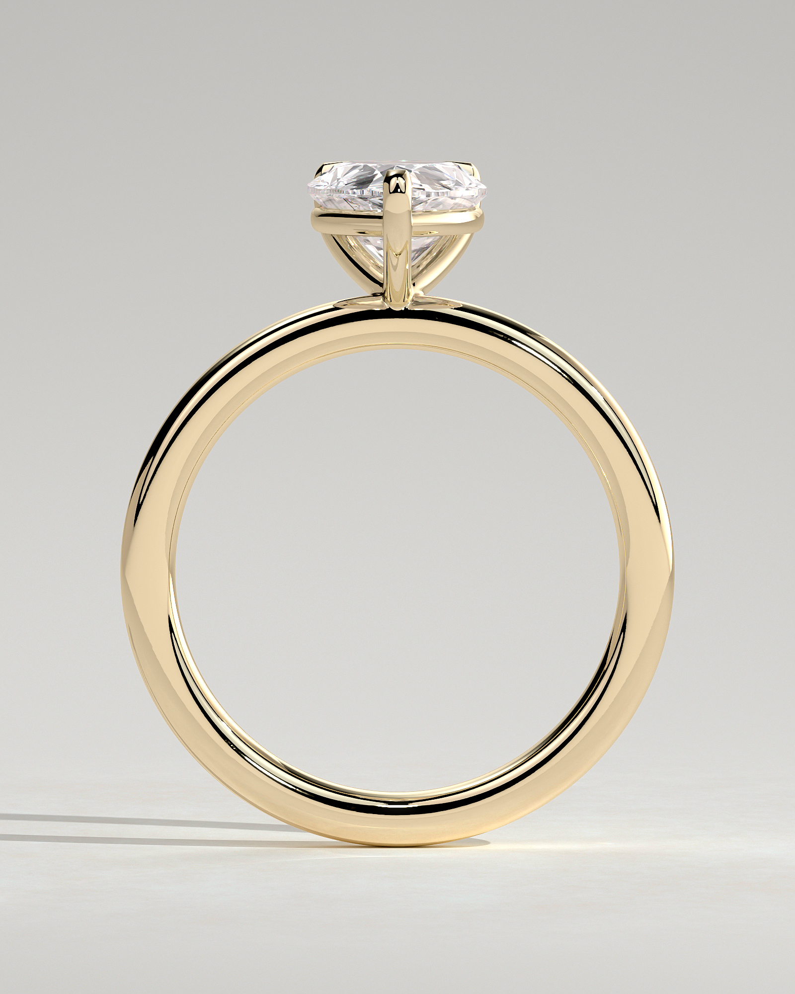 Amy  3 Claw Pear Solitaire - 18k Yellow Gold Eagle Claw