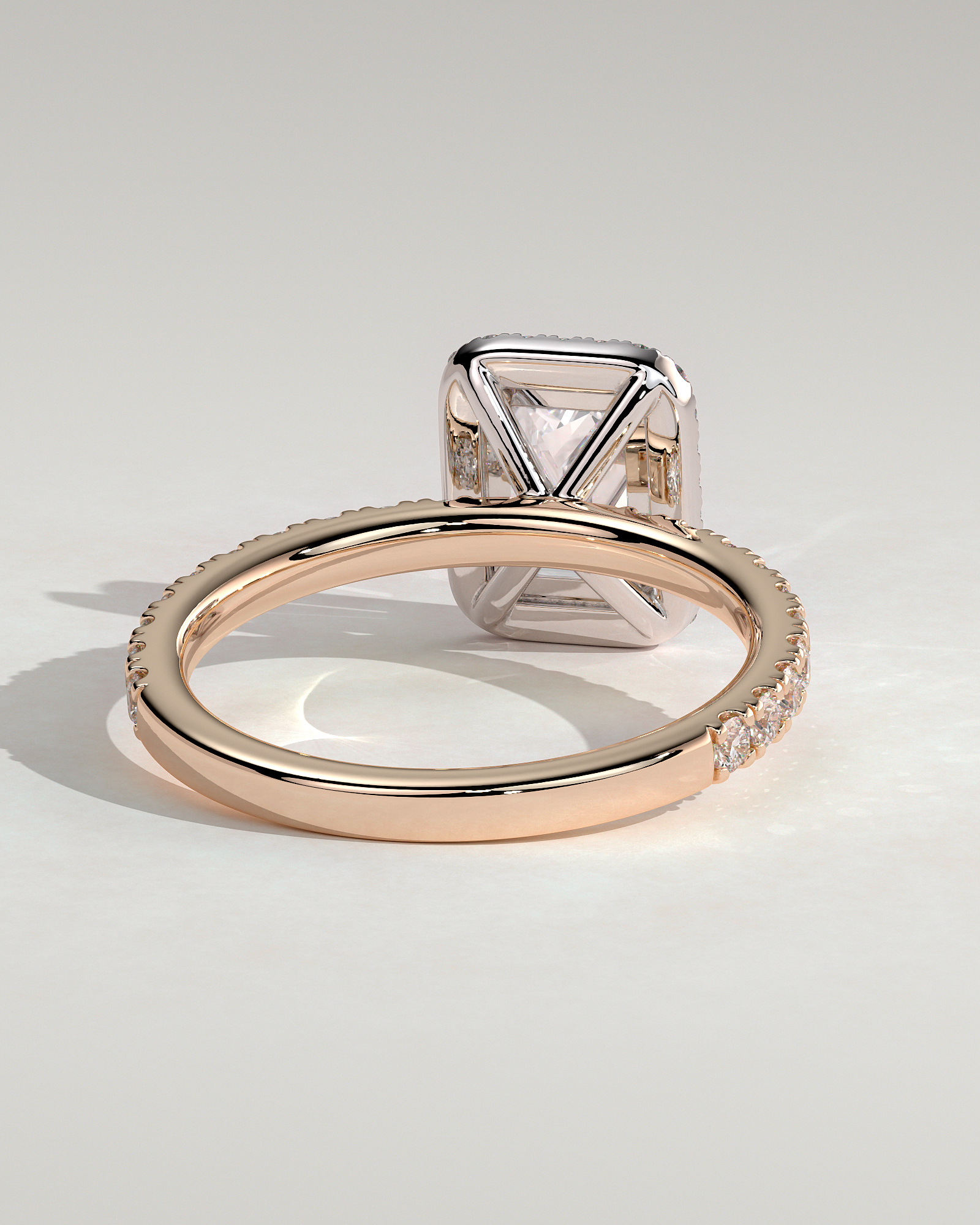 Analyce  Emerald Halo with Pave - 18k Rose Gold / 18k White Gold