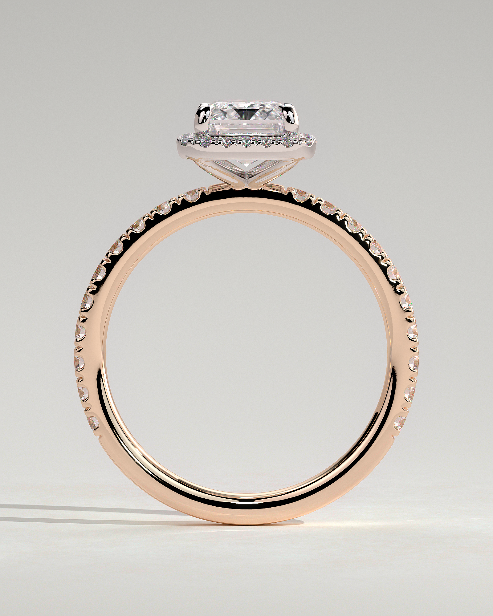 Analyce  Emerald Halo with Pave - 18k Rose Gold / 18k White Gold