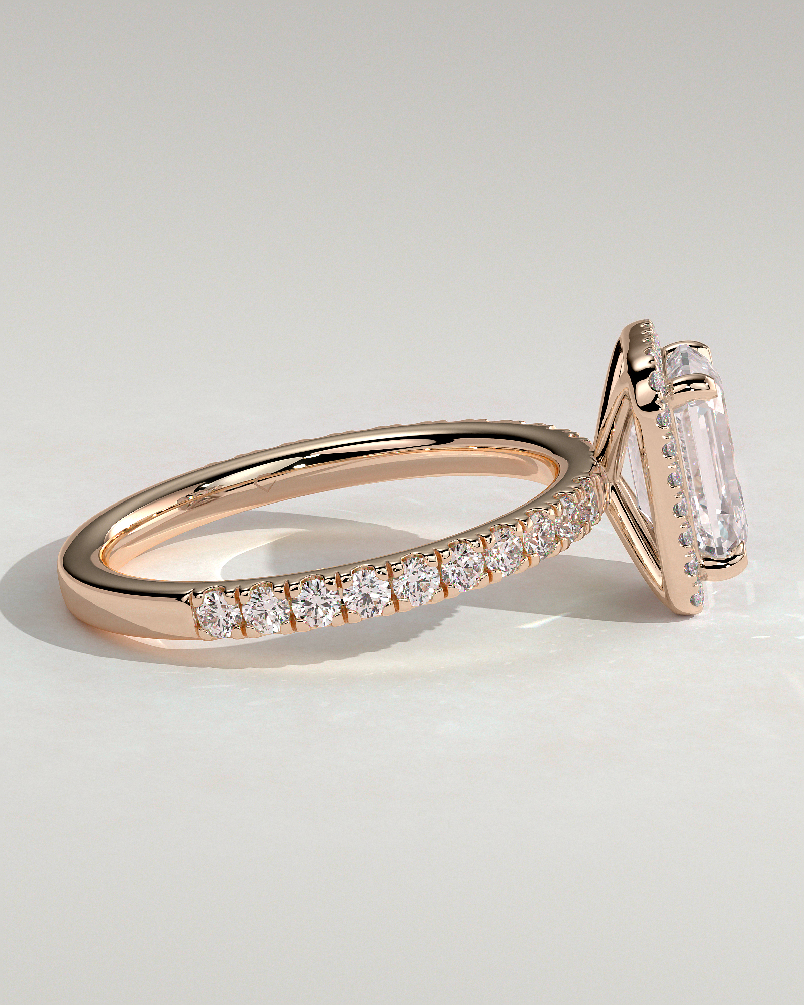 Analyce  Emerald Halo with Pave - 18k Rose Gold