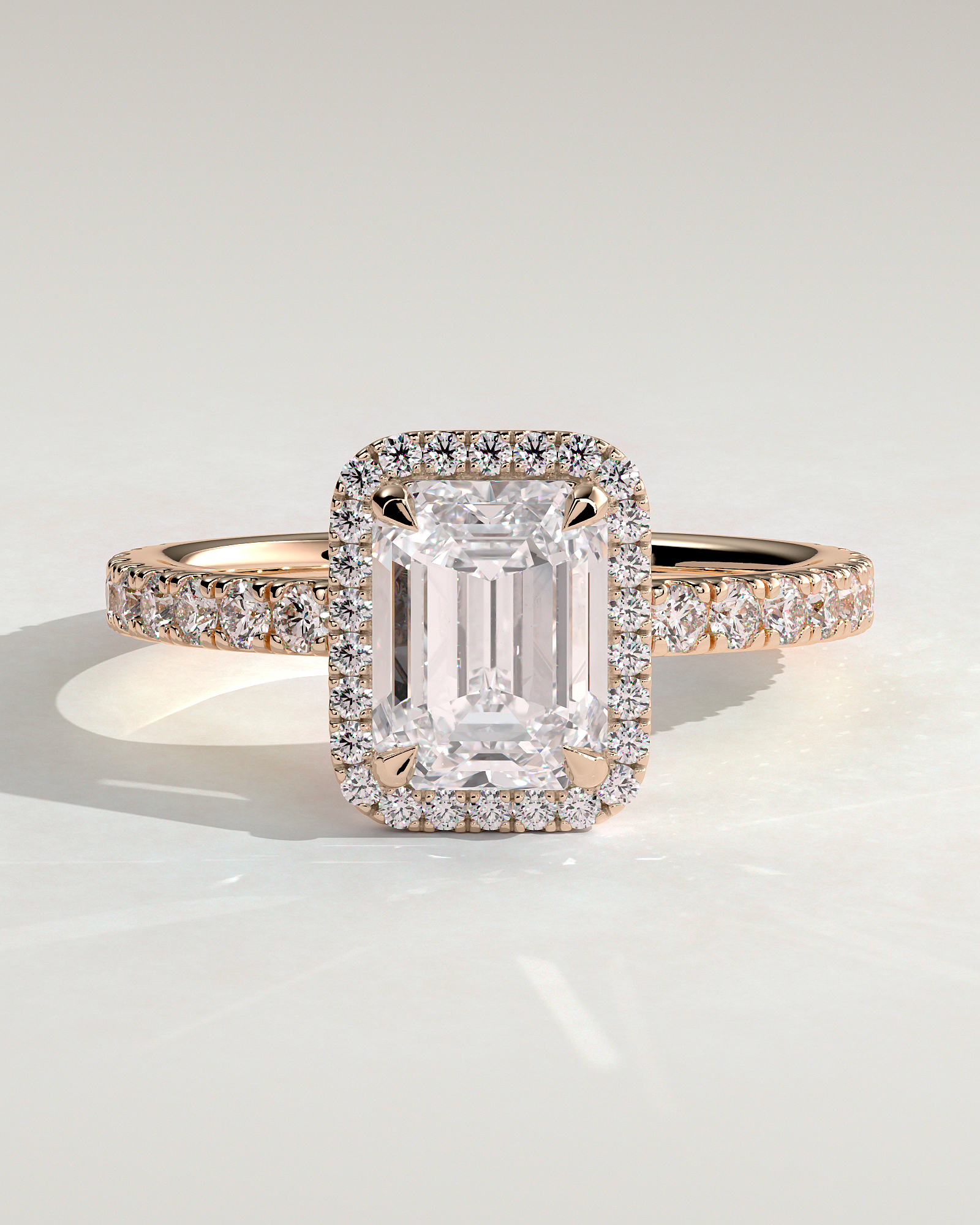 Analyce  Emerald Halo with Pave - 18k Rose Gold