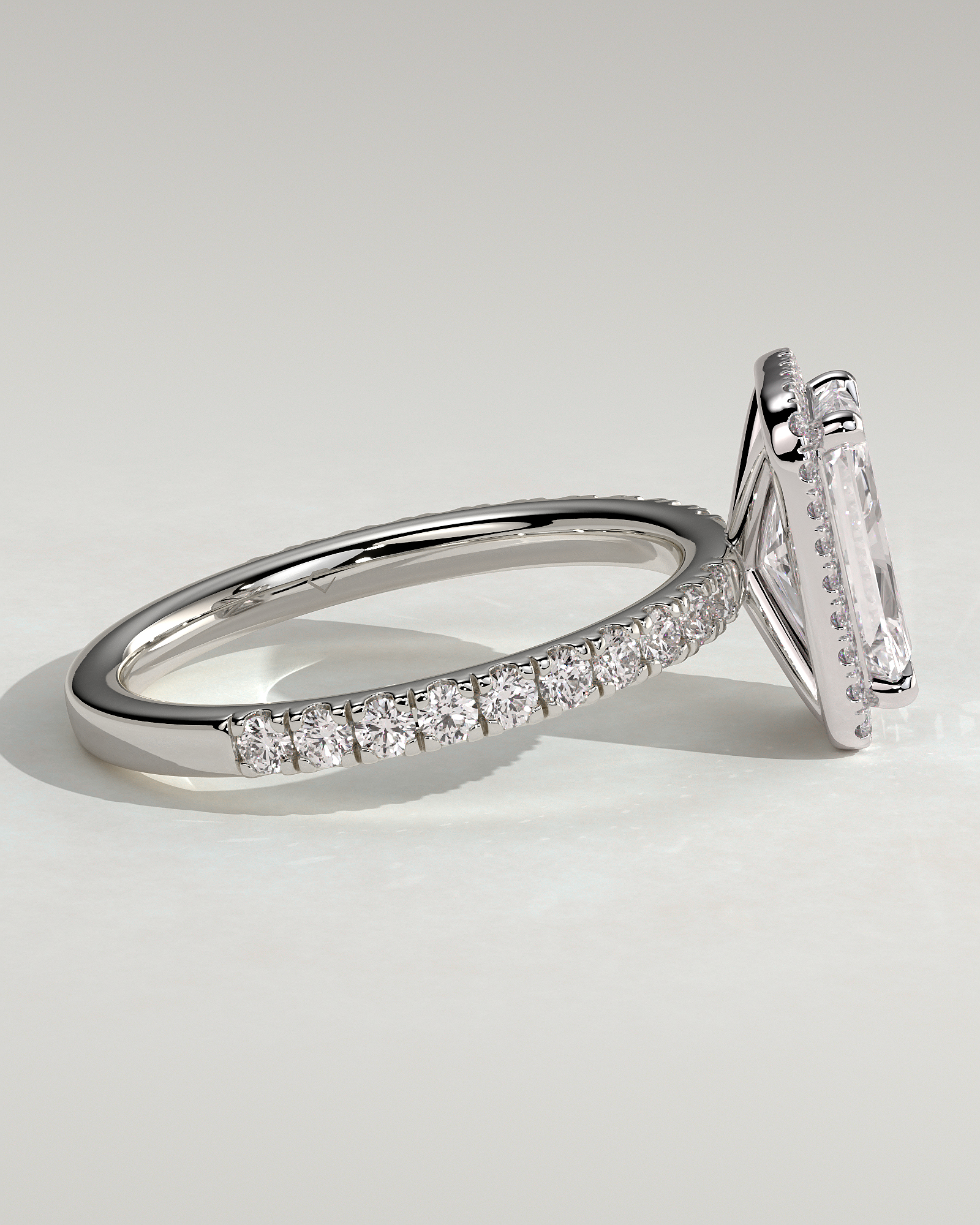 Analyce  Emerald Halo with Pave - 18k White Gold