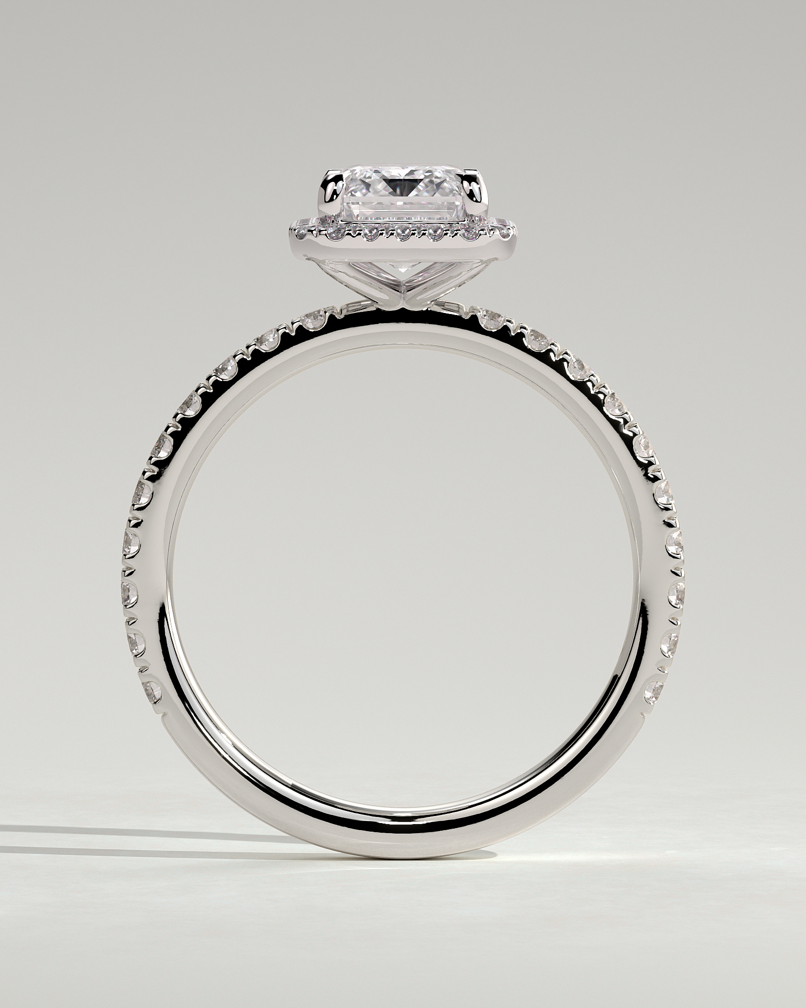 Analyce  Emerald Halo with Pave - 18k White Gold