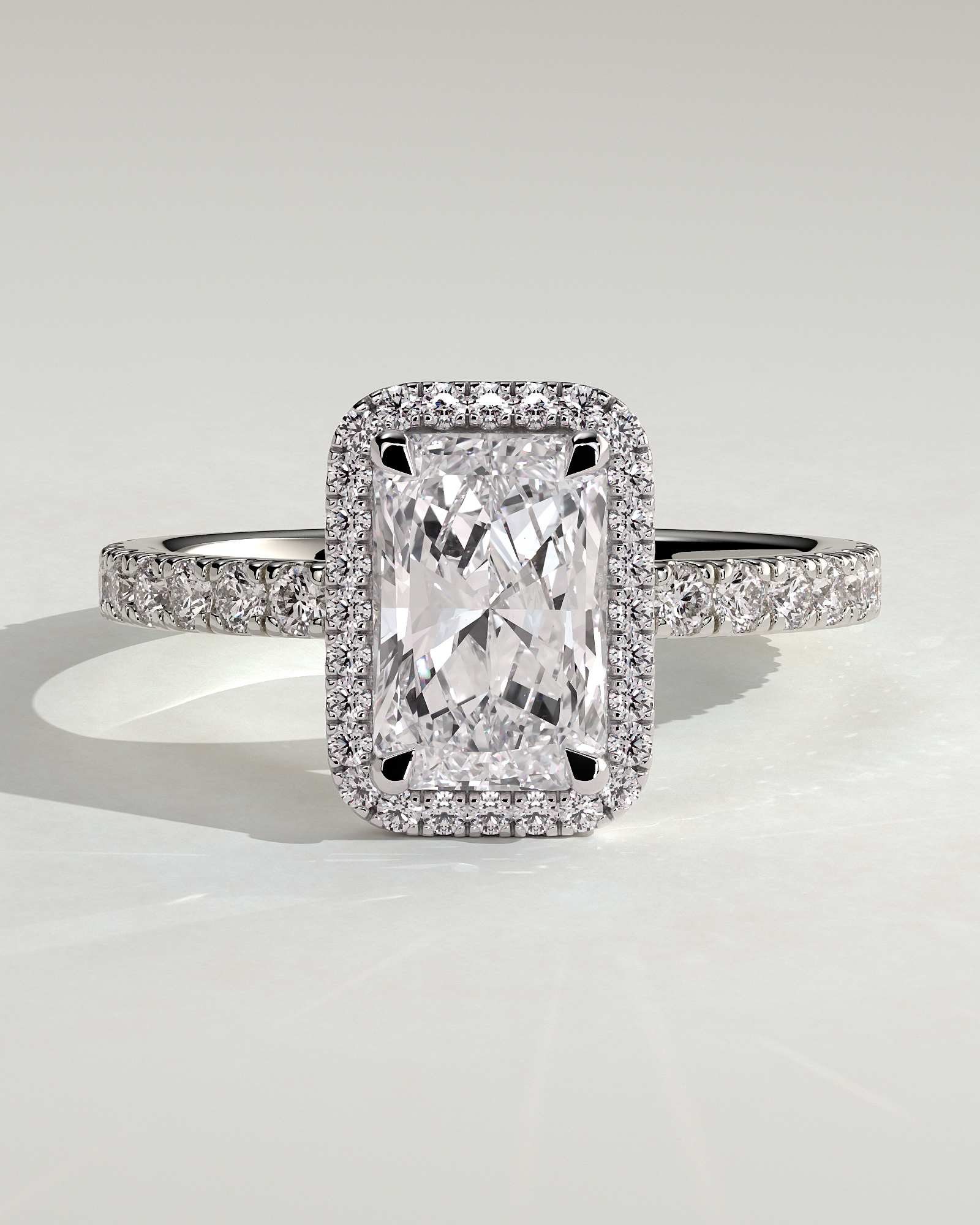 Analyce  Emerald Halo with Pave - 18k White Gold