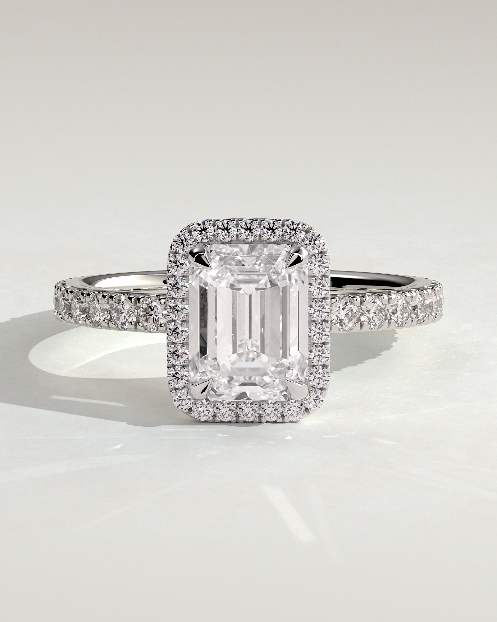 Analyce  Emerald Halo with Pave - 18k White Gold