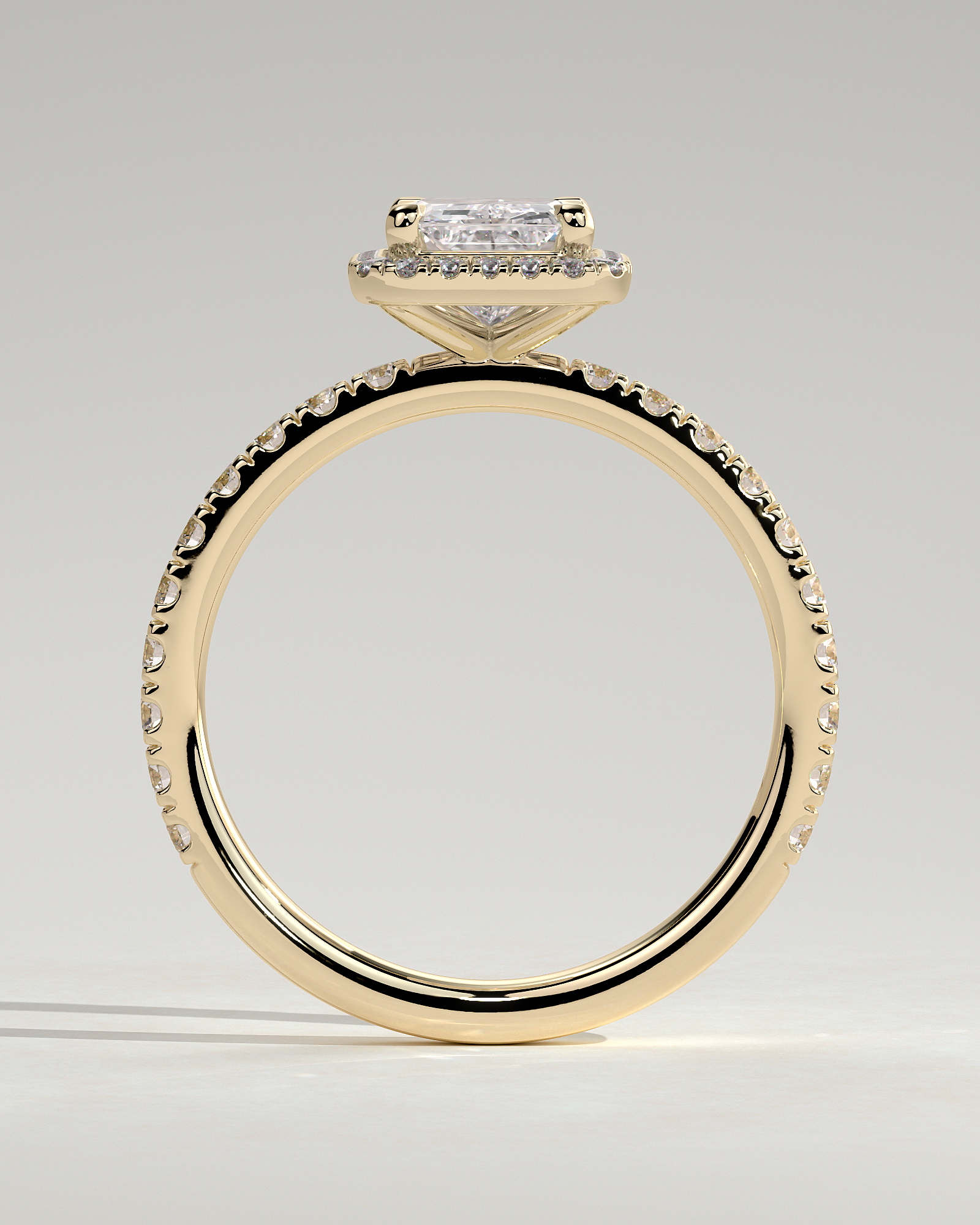 Analyce  Emerald Halo with Pave - 18k Yellow Gold