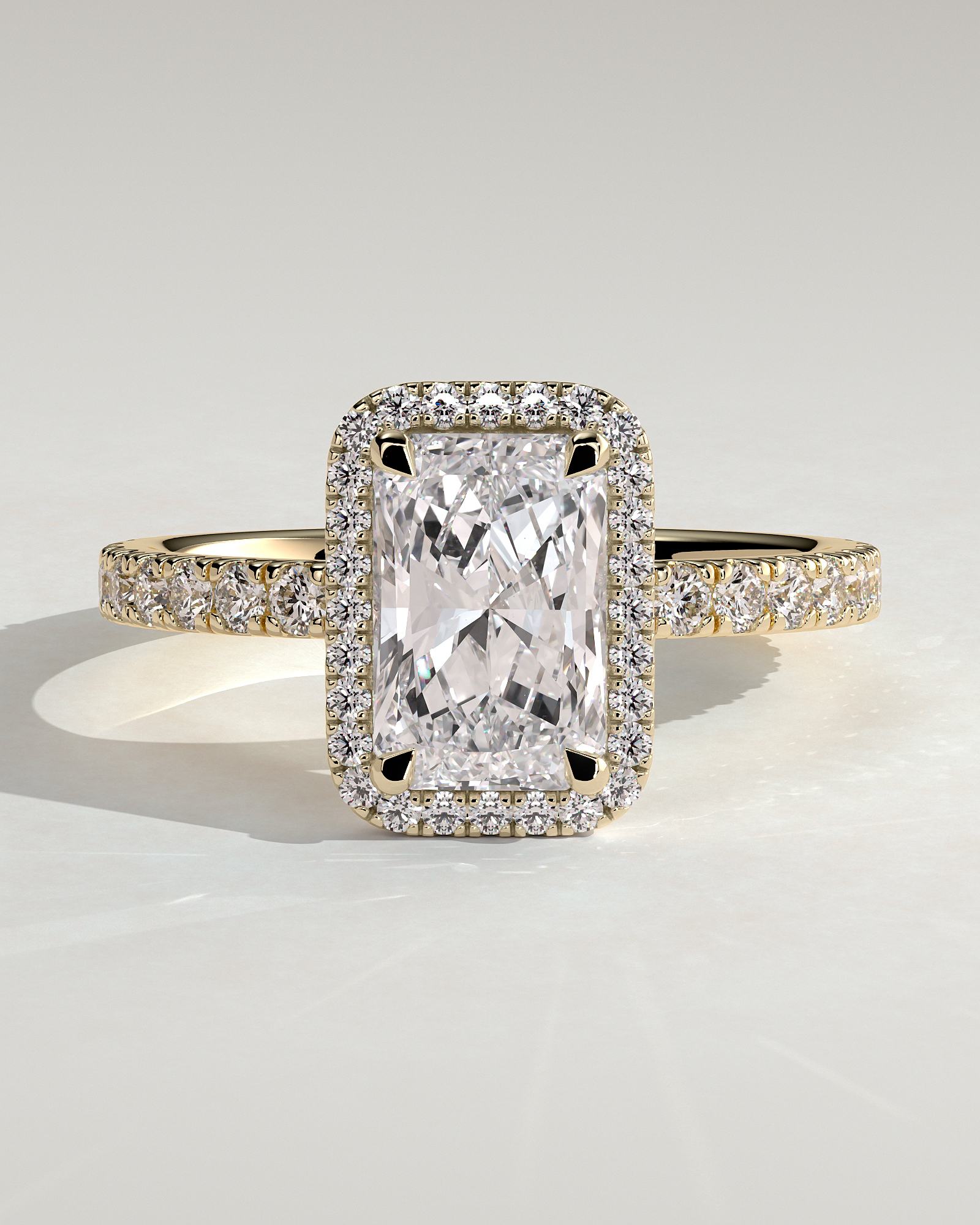 Analyce  Emerald Halo with Pave - 18k Yellow Gold