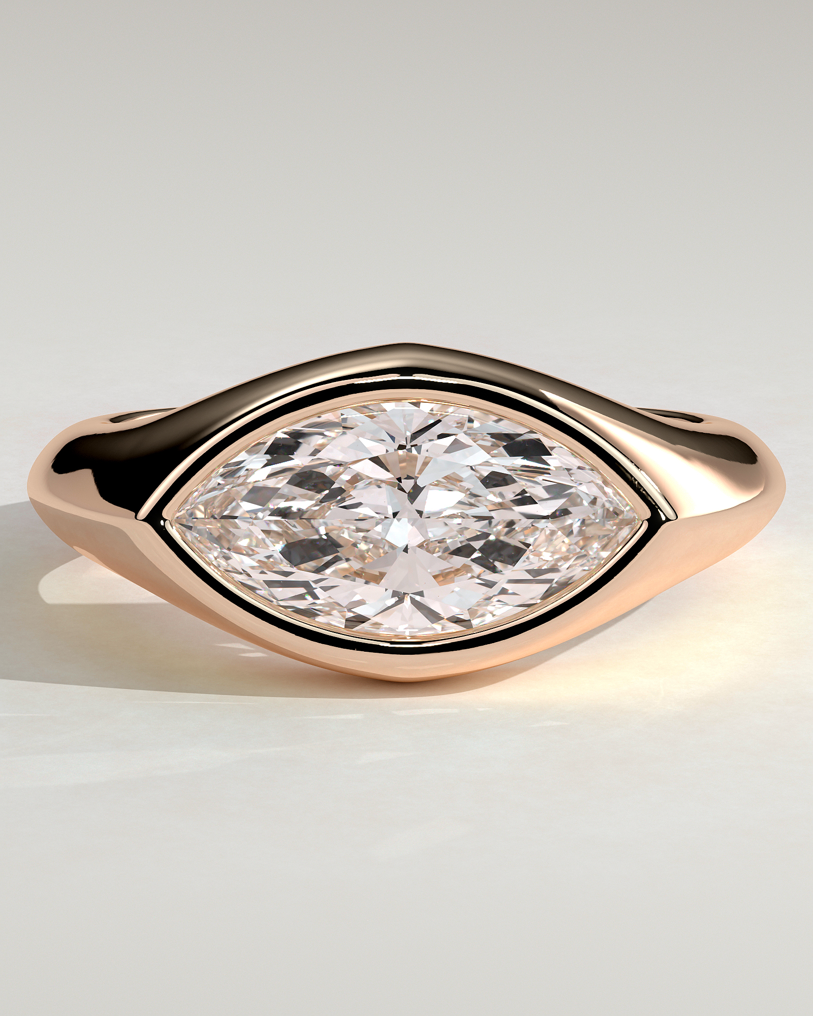 Angie - Marquise East West Bezel Solitaire - 18k Rose Gold
